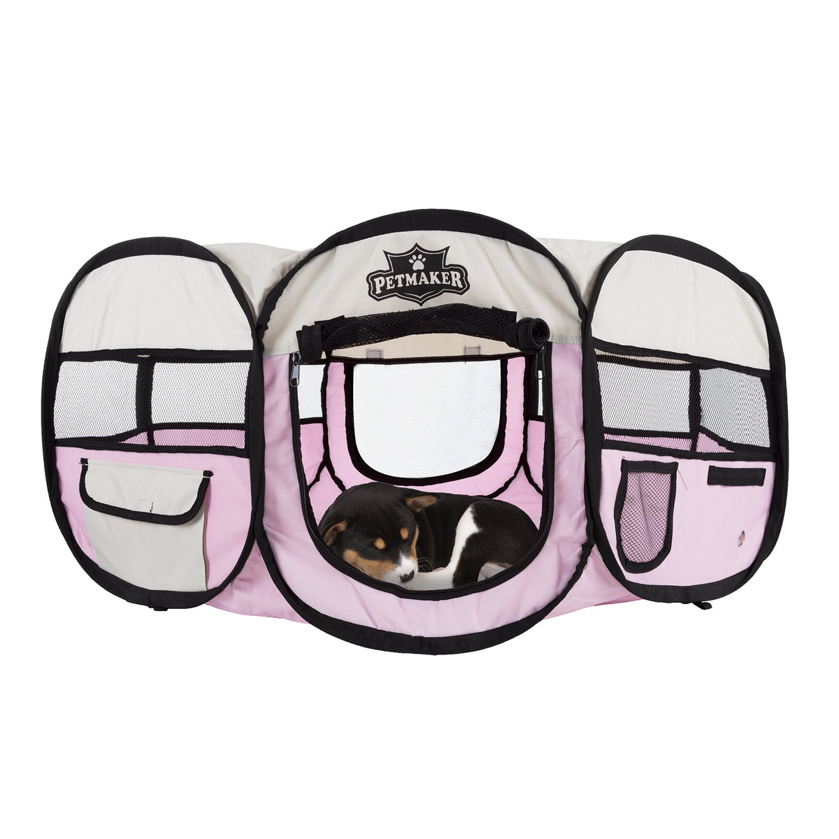 Portable Puppy Playpen - Small Pop-Up Play Yard For Pets Up To 25Lbs With Mesh Windows, 2 Pockets, Zippered Roof, And Carry Bag 