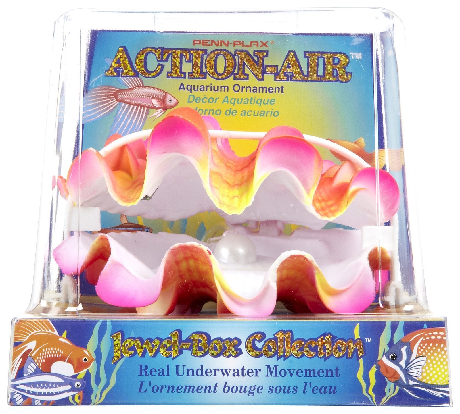 Penn-Plax Aerating Action Ornament, Giant Clam - Opens and Closes | A for Any Aquarium Decor