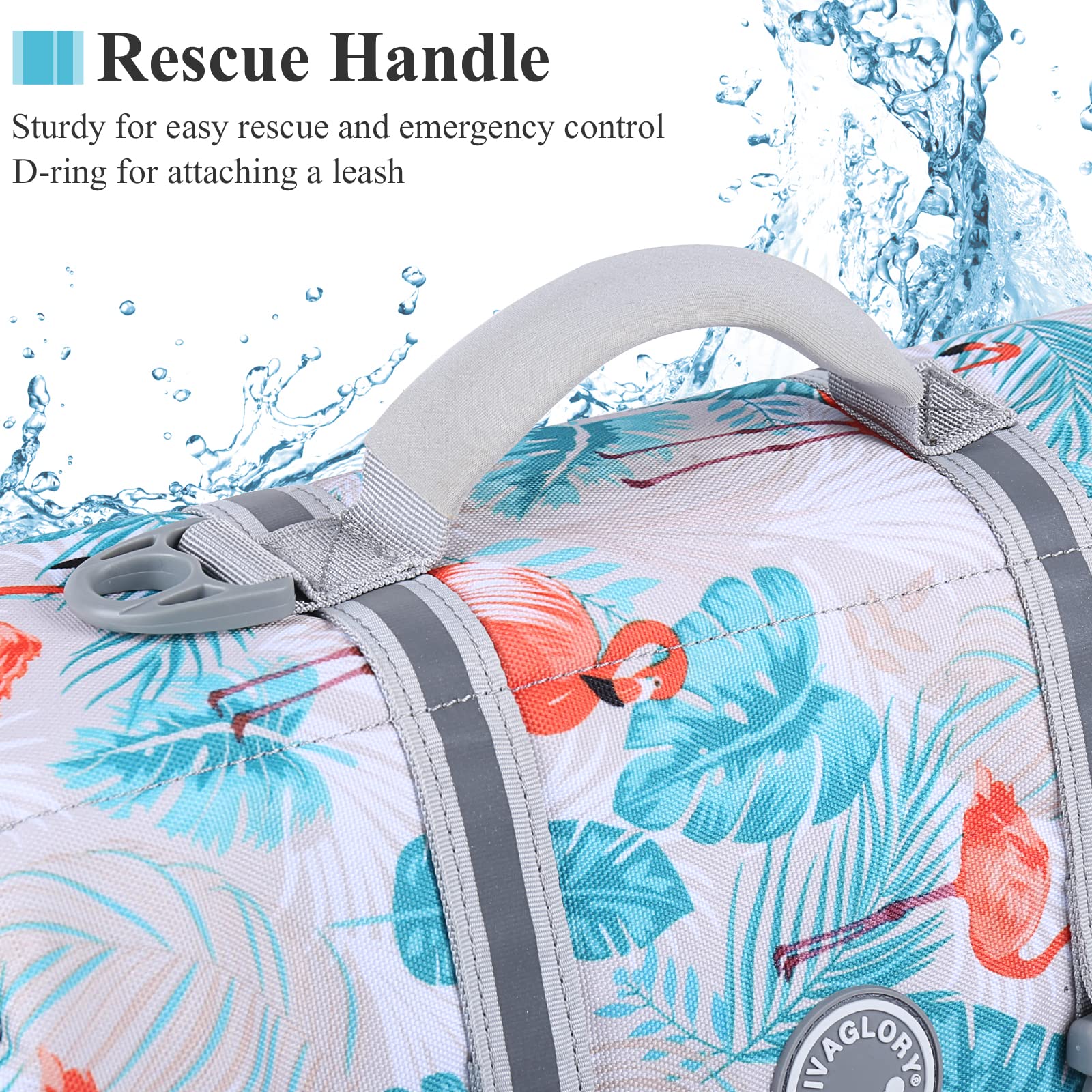 Vivaglory Ripstop Dog Life Jacket For Boating, Dog Swimming Vest Enhanced Visibility Safety And Buoyancy, Leaves Blue, M