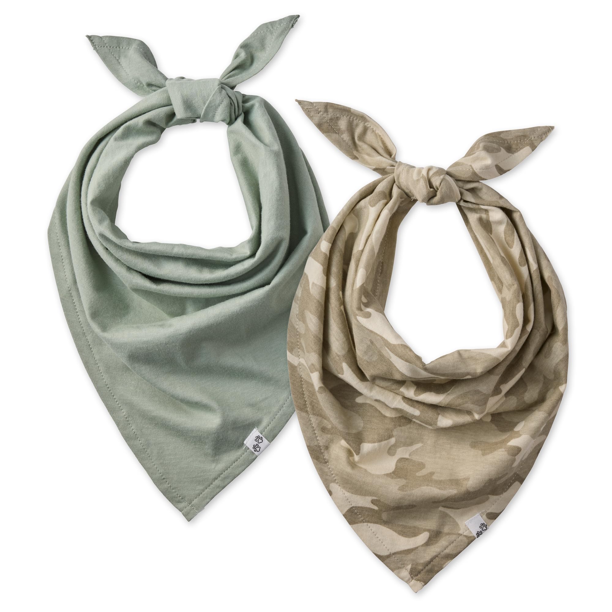Pet Passion Multipack 100% Organic Cotton Pet Bandanas For Small, Medium And Large Dogs, Camo-Sand, X-Small/Small