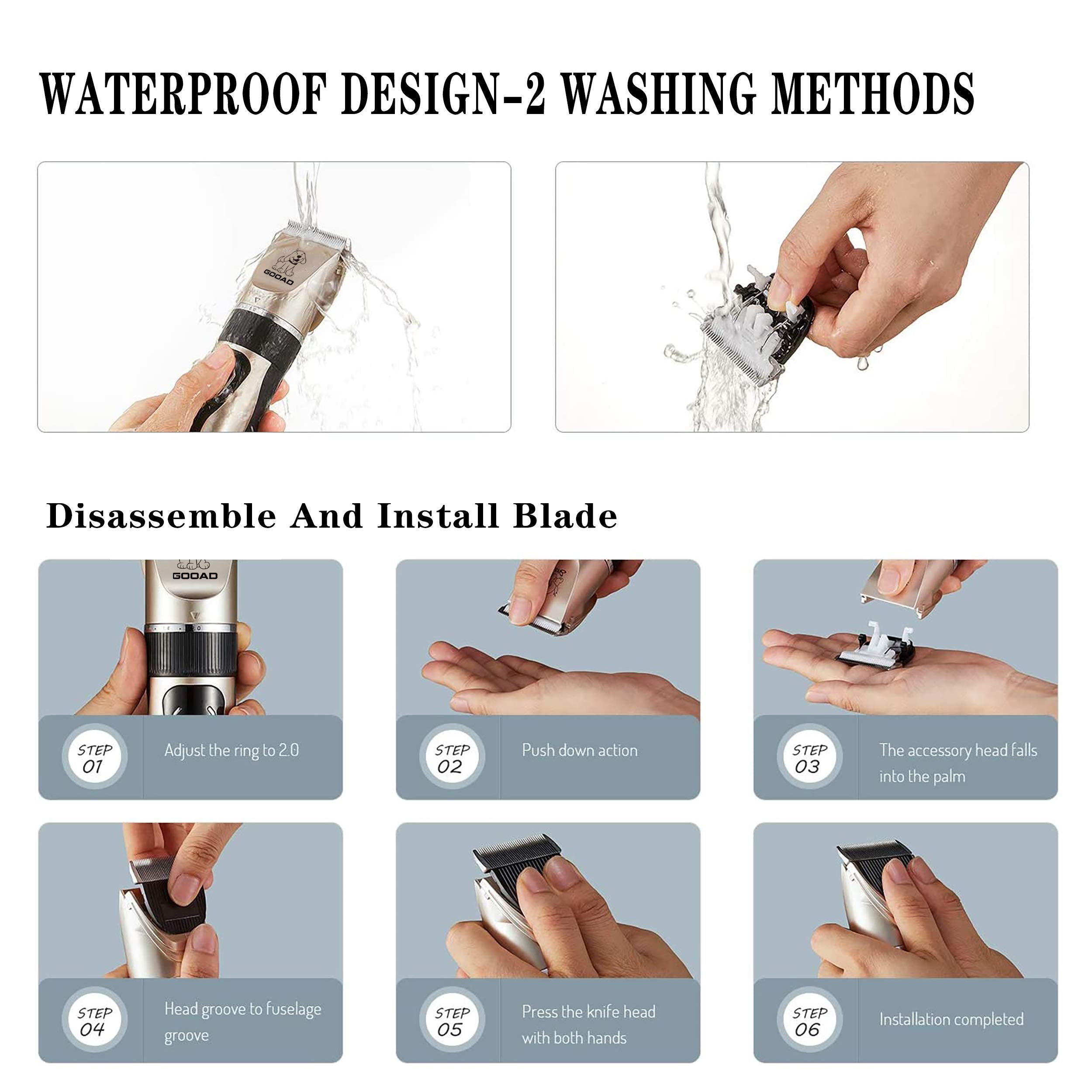 Gooad Dog Clippers,Professional Dog Grooming Kit, Cordless Dog Grooming Clippers For Thick Coats, Dog Hair Trimmer, Low Noise Dog Shaver Clippers,Quiet Pet Hair Clippers For Dogs Cats