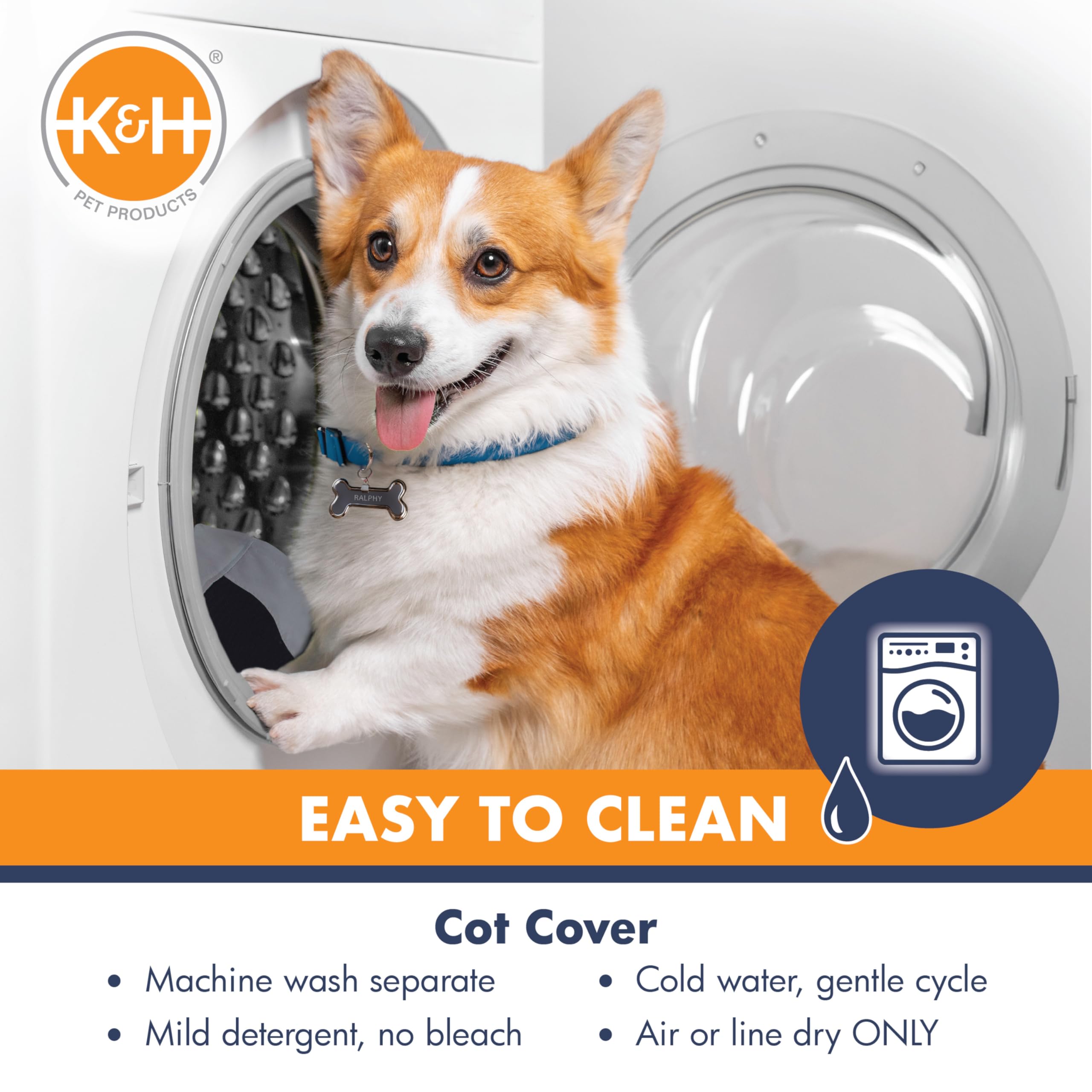 K&H Pet Products Elevated Cooling Outdoor Dog Bed Portable Raised Dog Cot Replacement Cover Only Gray/Black Mesh Medium 32 X 25 Inches (Cot Not Included)