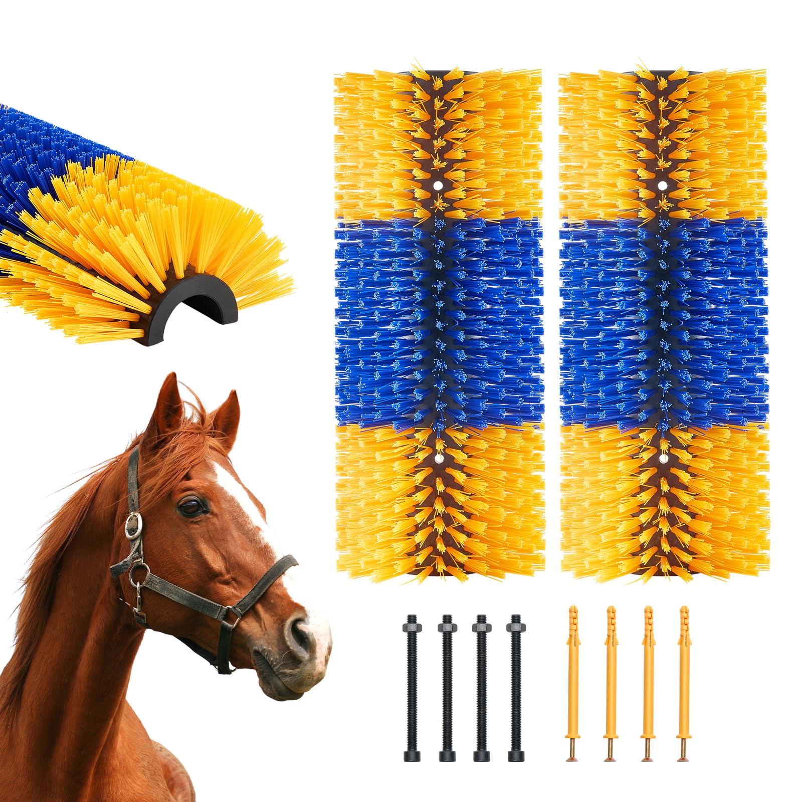 VEVOR Livestock Scratching Brush, 2 Pcs Horse Brush with 4 Screws, 20 x 7.5 in Cow Scratcher, for Back Itch Relief & Keep Cleani