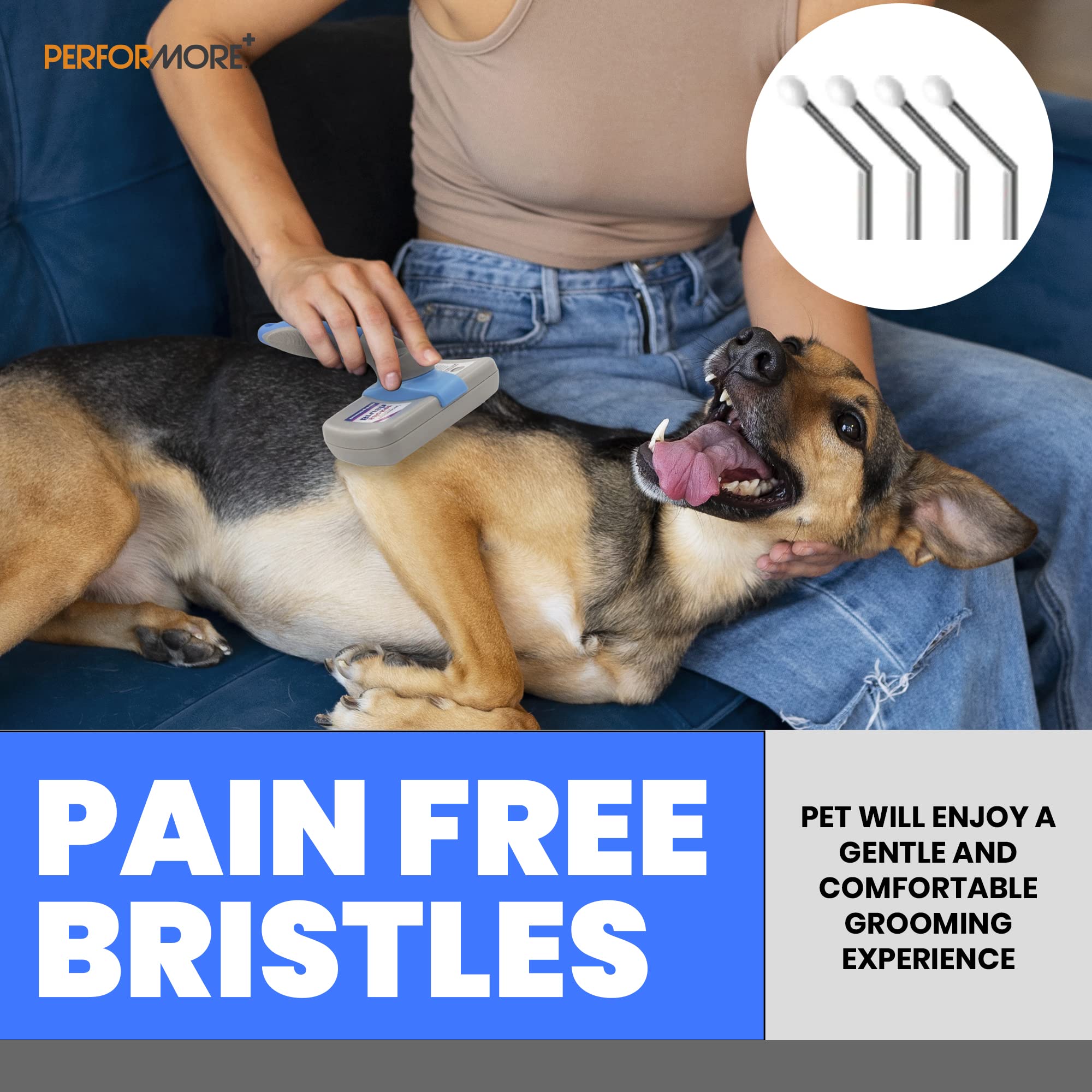 Performore Pet Grooming Brush, Self Cleaning Slicker Brush With Stainless Steel Wire Bristles For Dogs And Cats, Shedding Grooming Tools For Fur Pets Hair Brush