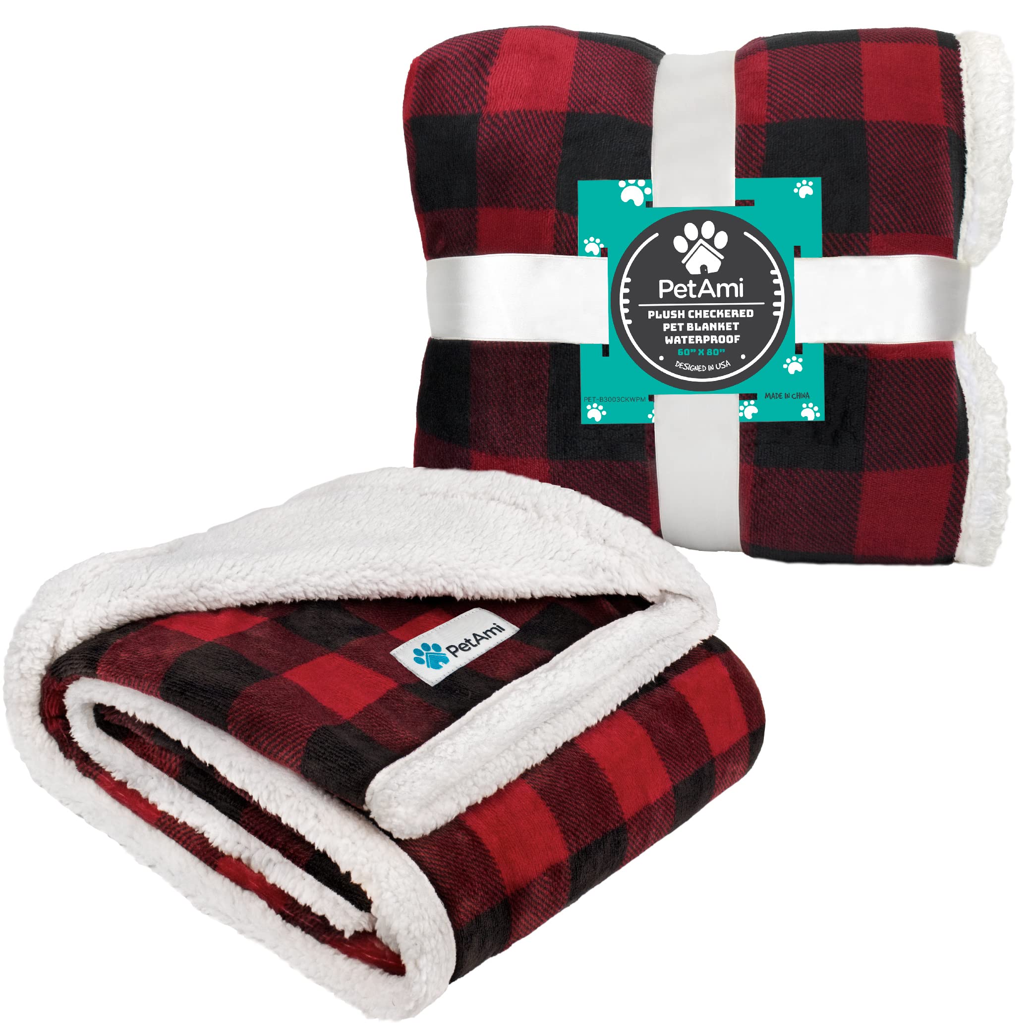 Petami Waterproofdog Blanket For Bed, Xl Dog Pet Blanket Couch Cover Protection, Sherpa Fleece Leakproof Bed Blanket For Crate K
