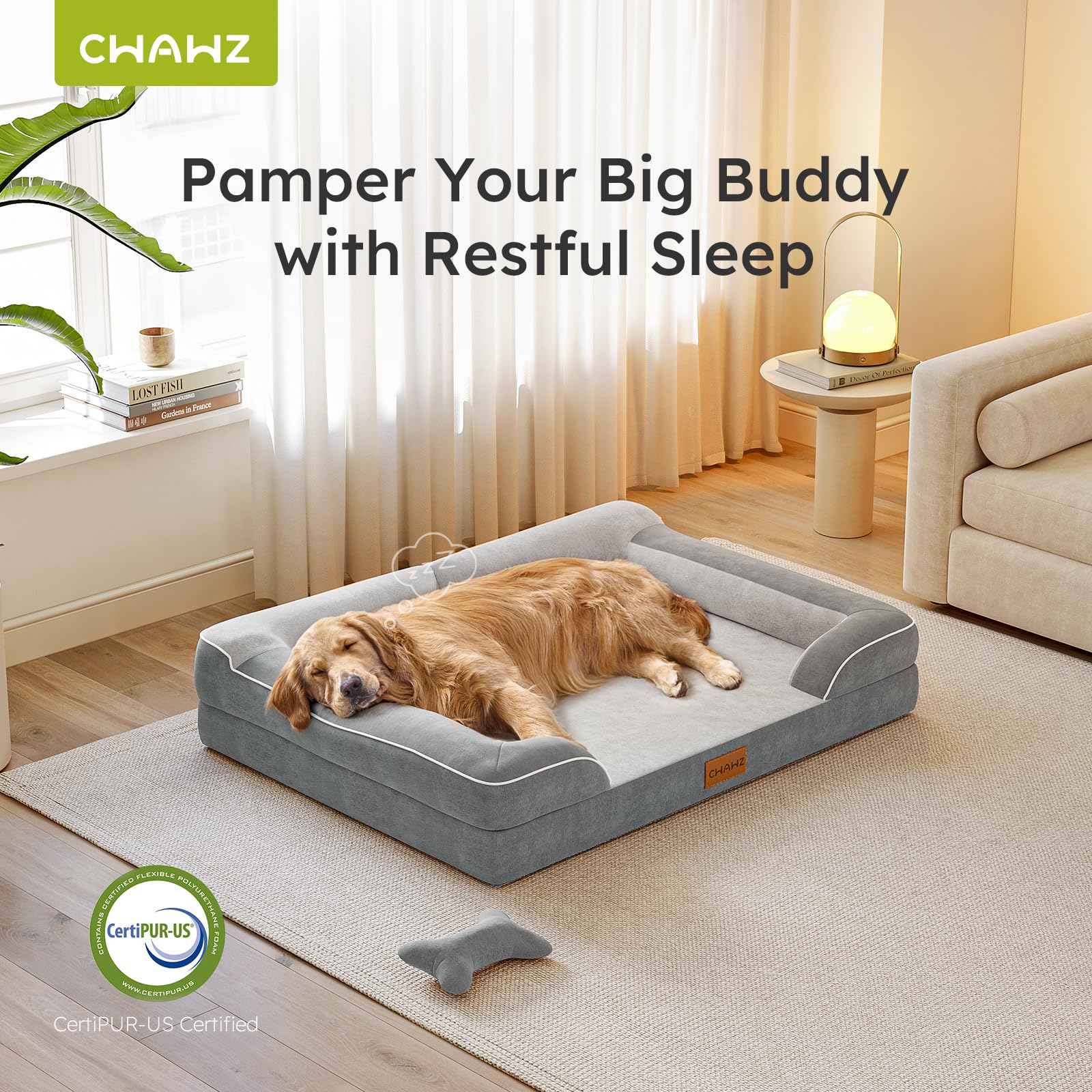 Cwawz Extra Large Dog Bed, Orthopedic Dog Bed With Cooling Gel Memory Foam, Waterproof Xl Pet Bed With Removable Washable Cover,