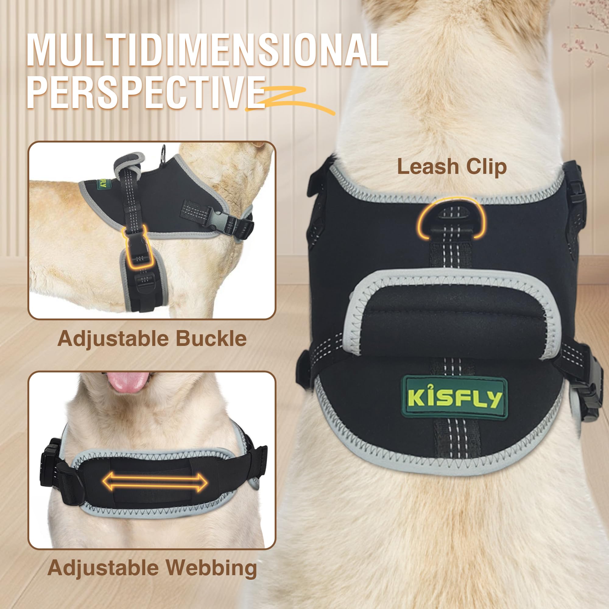 Dog Harness, No Pull Dog Harness With Reflective, No Choke Pet Vest, Adjustable Soft Padded Dog Vest, Dog Walking And Training H