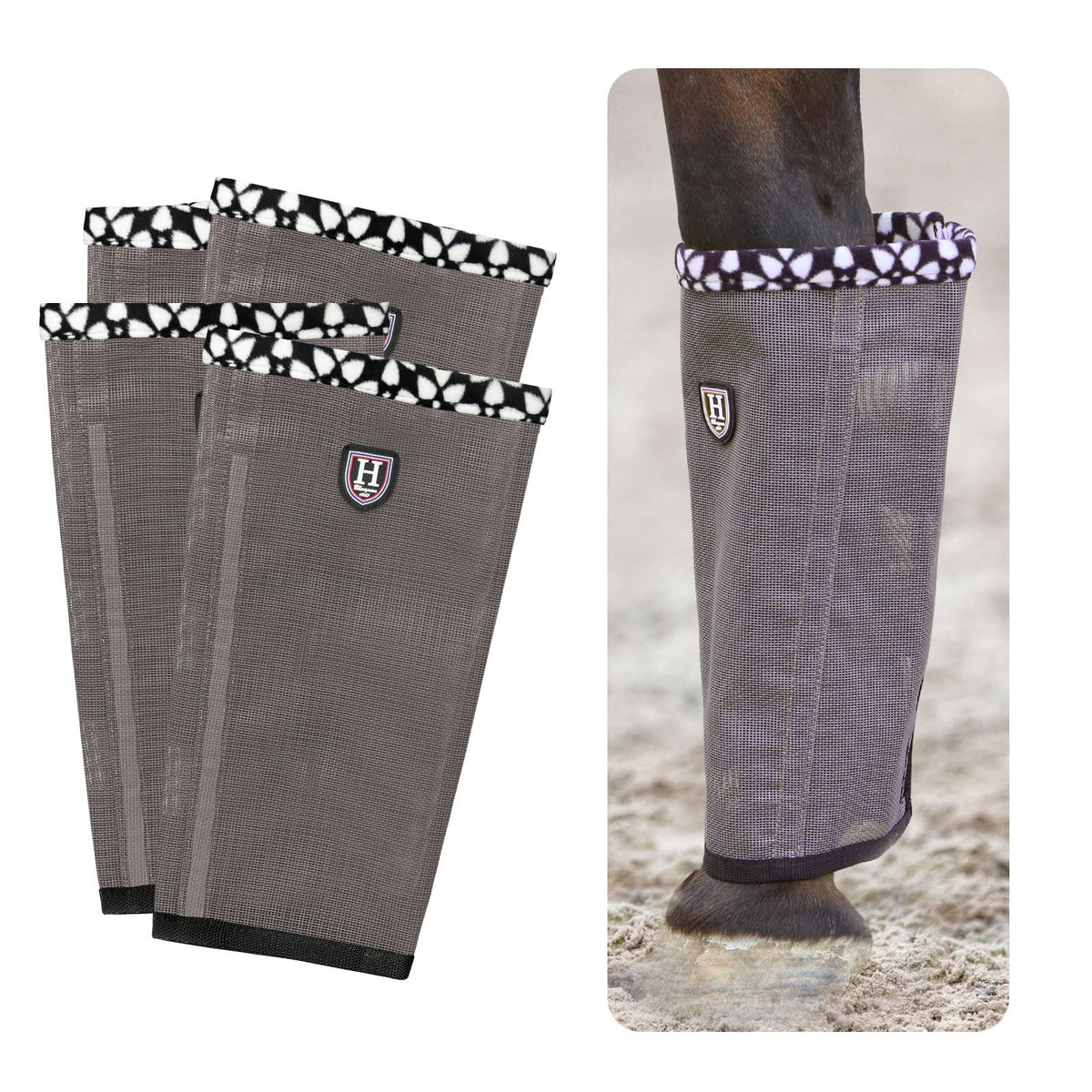 Caremaster Fine Mesh Fly Boots Loose Fitting & Non-Slip Horse Fly Leggings Fleece Air Flow (Set Of 4) Vintage Grey Medium