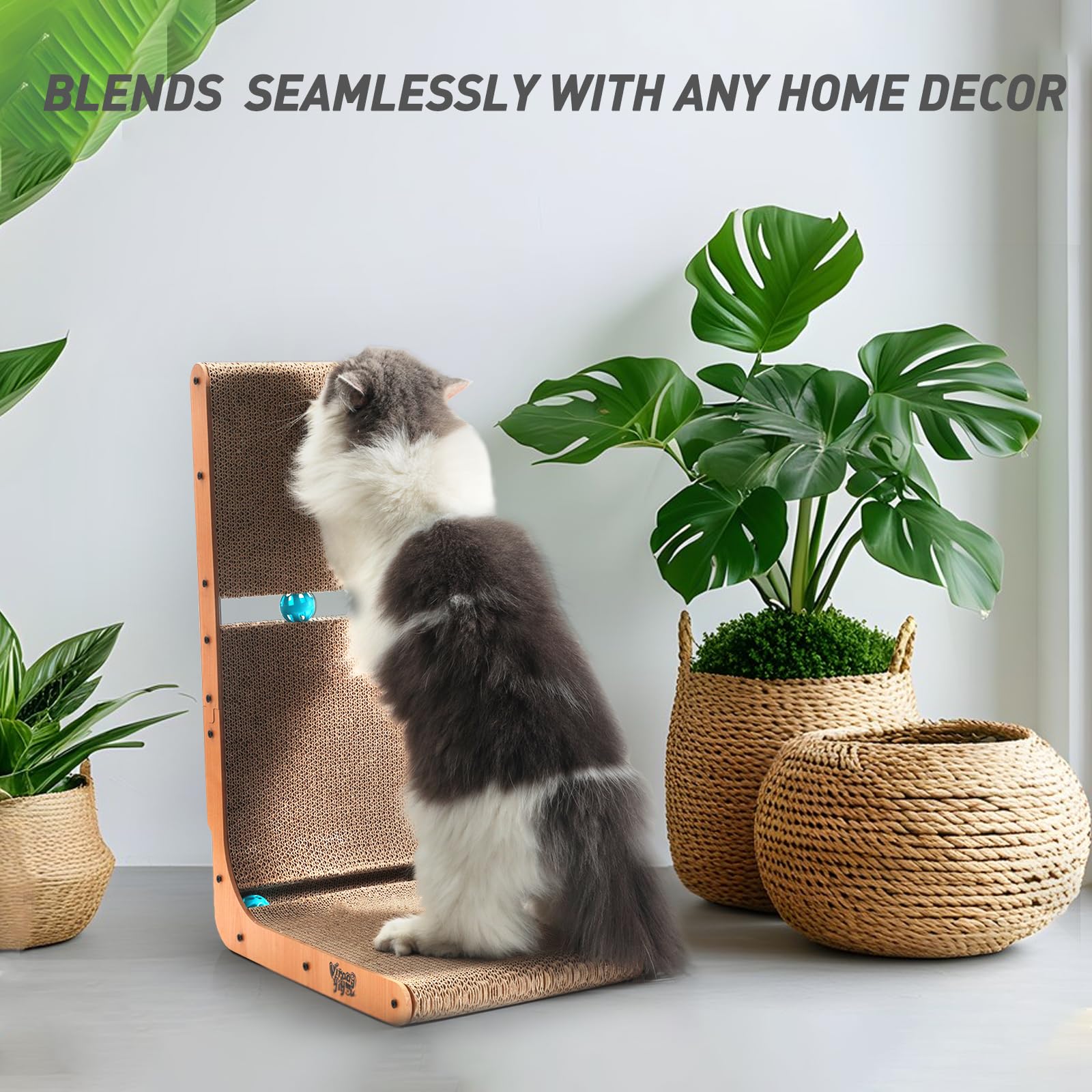 Viraagyiyou Cat Scratcher, Vertical Cat Scratching Board, 23.6 Inch L Shape Cat Scratch Pads Wall Mount Cat Scratchers For Indoo