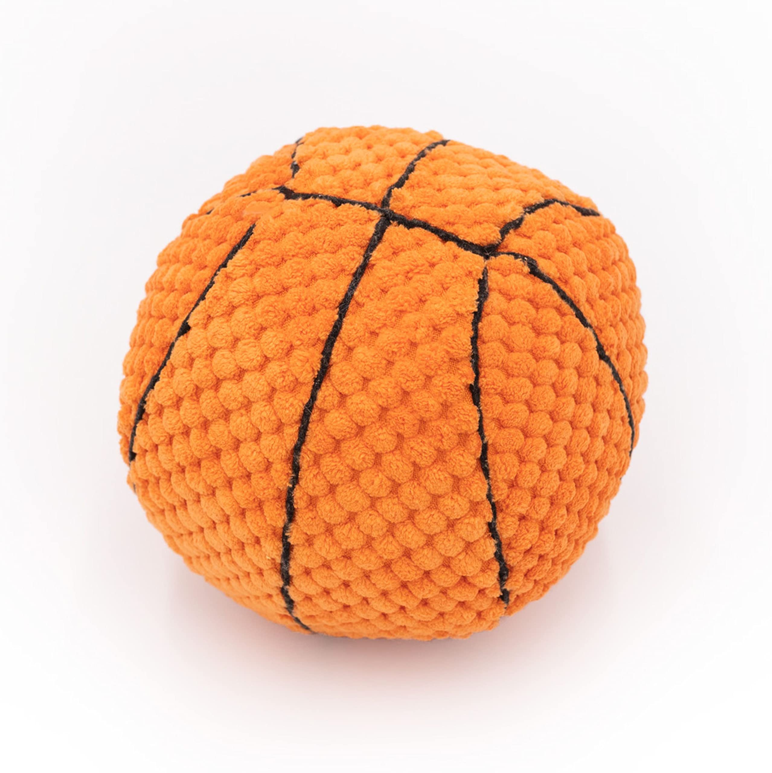 ZippyPaws SportsBallz - Plush Basketball Dog Toy, Soft Squeaky Balls for Dogs, Indoor & Outdoor Puppy Fetch Toys for Small, Medi