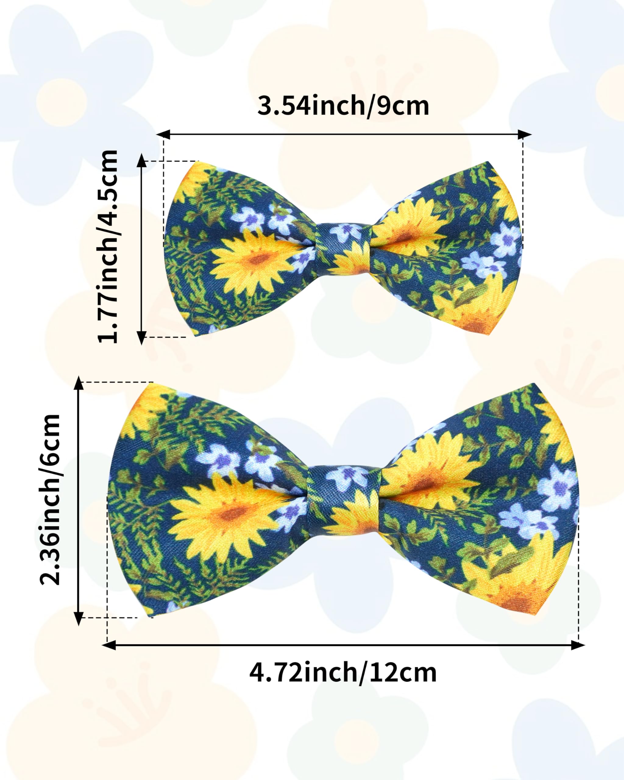 Pet Show 10 Pack Floral Small Dog Bow Ties Sliding Collar Attachments Puppy Cats Spring Bowties For Medium Dogs Sunflower Rose B