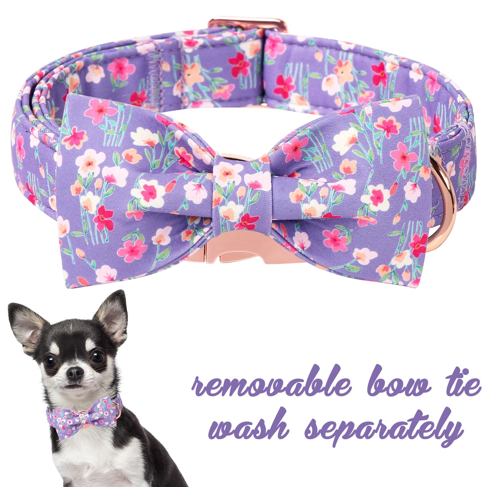 Unique Style Paws Cartoon Dog Collar With Bow Spring Summer Collar With Mutiflower For Small Medium Large Boys Girls Dogs