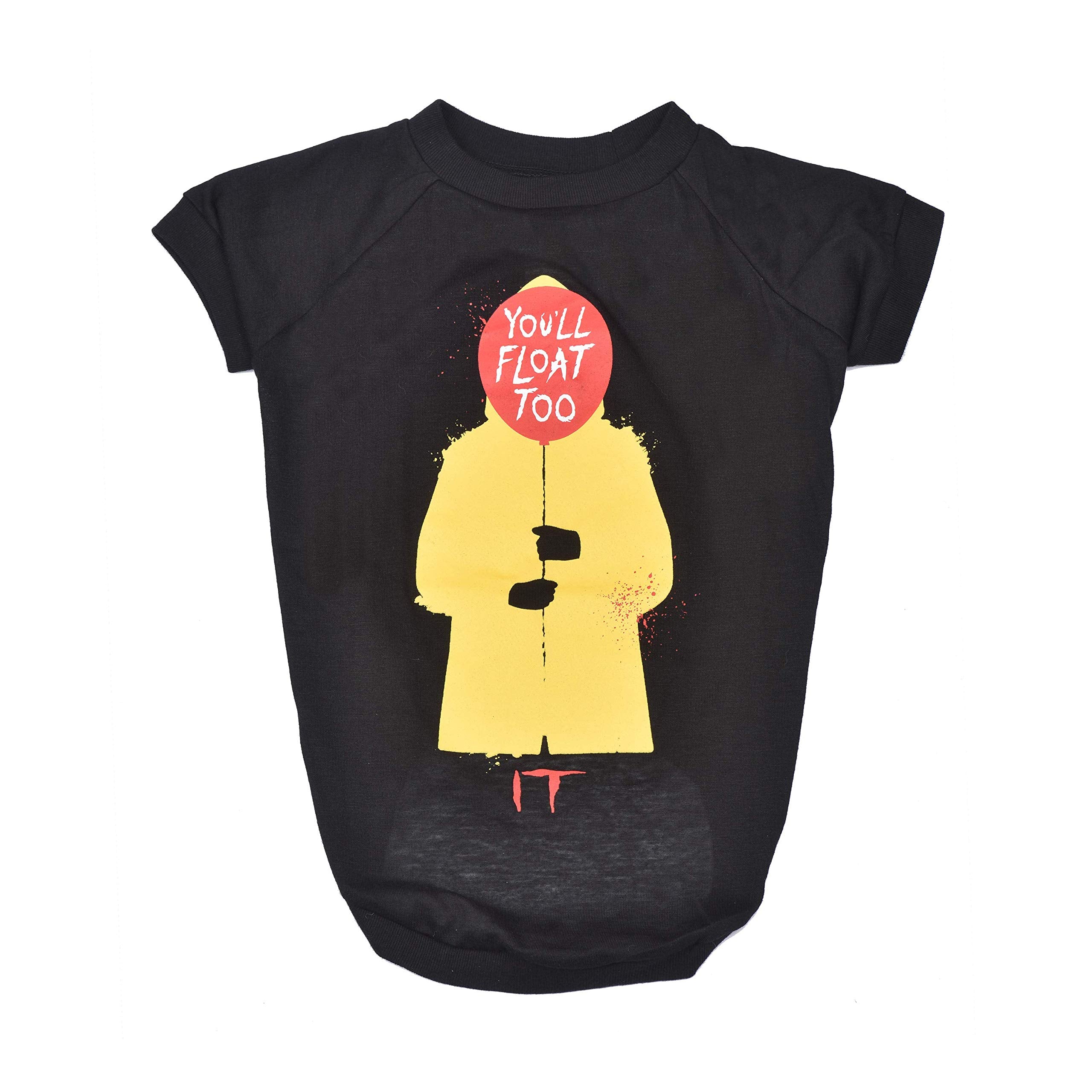 Warner Bros The It Movie You'Ll Flat Too Tee For Dogs, Medium | It The Movie Dog T-Shirt | Soft, Cute, And Comfortable Dog Clothing And Apparel, Black