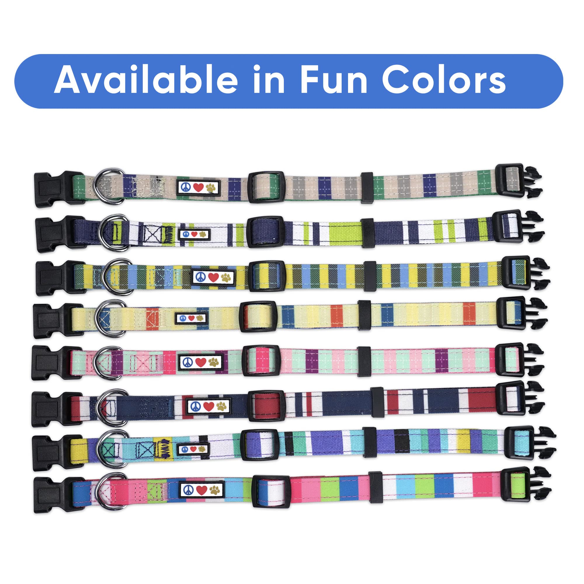 Pawtitas Multicolor Dog Collar Puppy Collar Pet Collar Multicolor Dog Collar Large Dog Collar White/Teal/Green/Pink Dog Collar