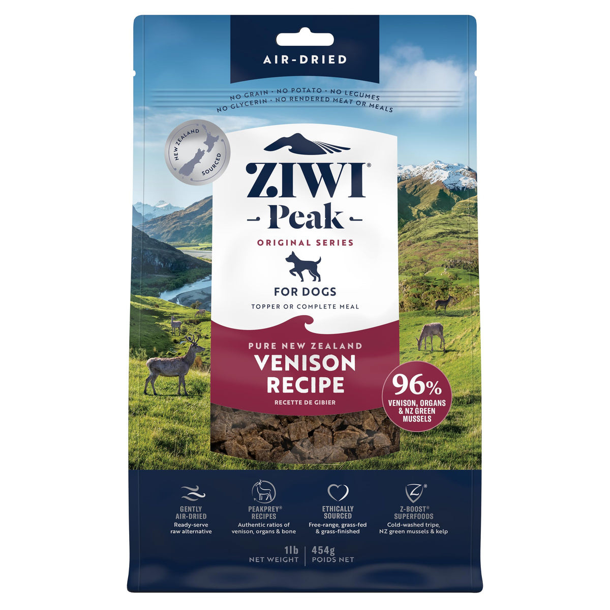 Ziwi Peak Air-Dried Dog Food – Venison - All Natural, High Protein, Grain Free, Limited Ingredient W/ Superfoods (16Oz)