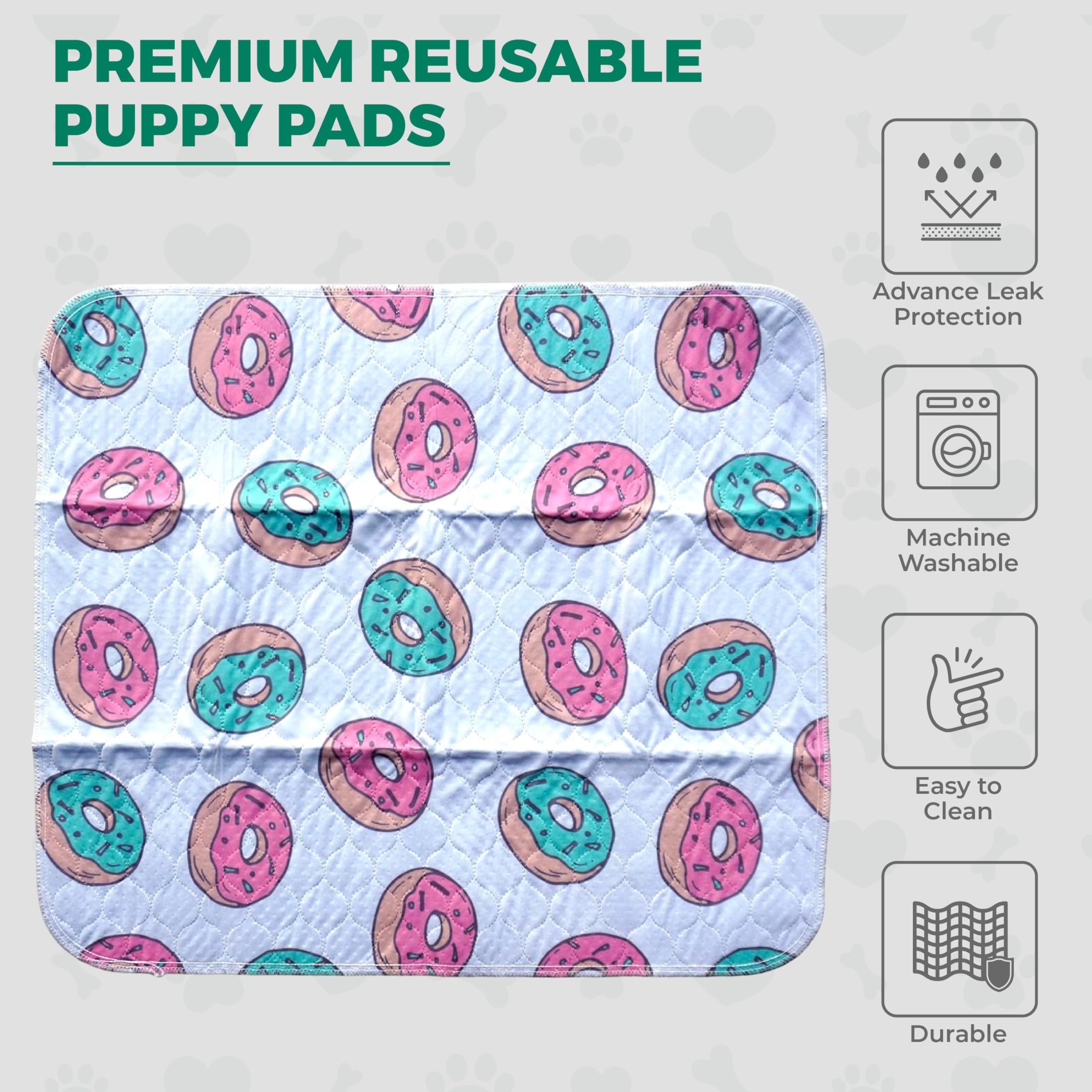 Dry Paws Washable Dog Pee Pads - Waterproof & Reusable Puppy Pads - Durable & Ultra Absorbent Dog Pee Mat With Doughnuts Design