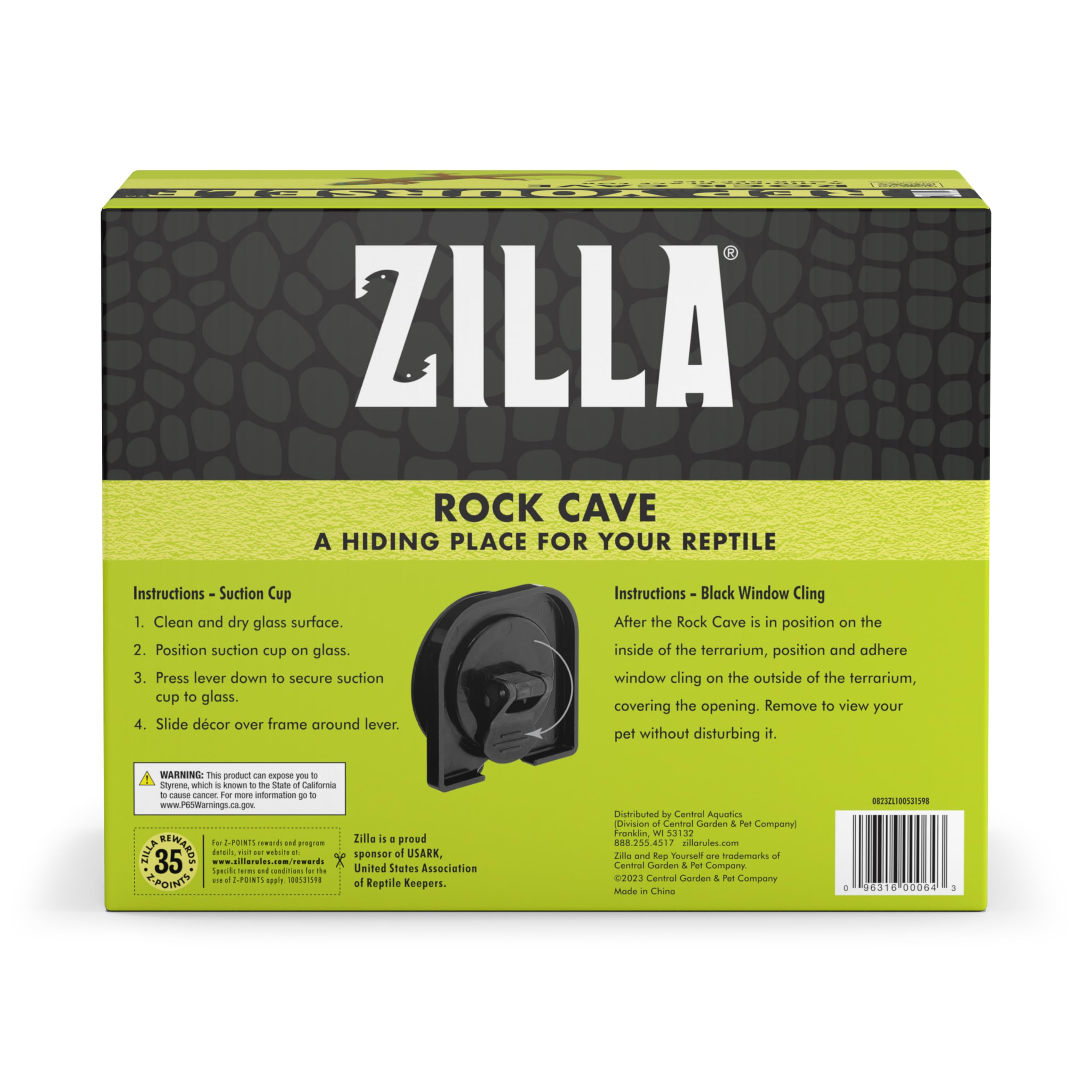 Zilla Vertical Décor Rock Cave 8.75 X 5.875 X 7.25',Grey