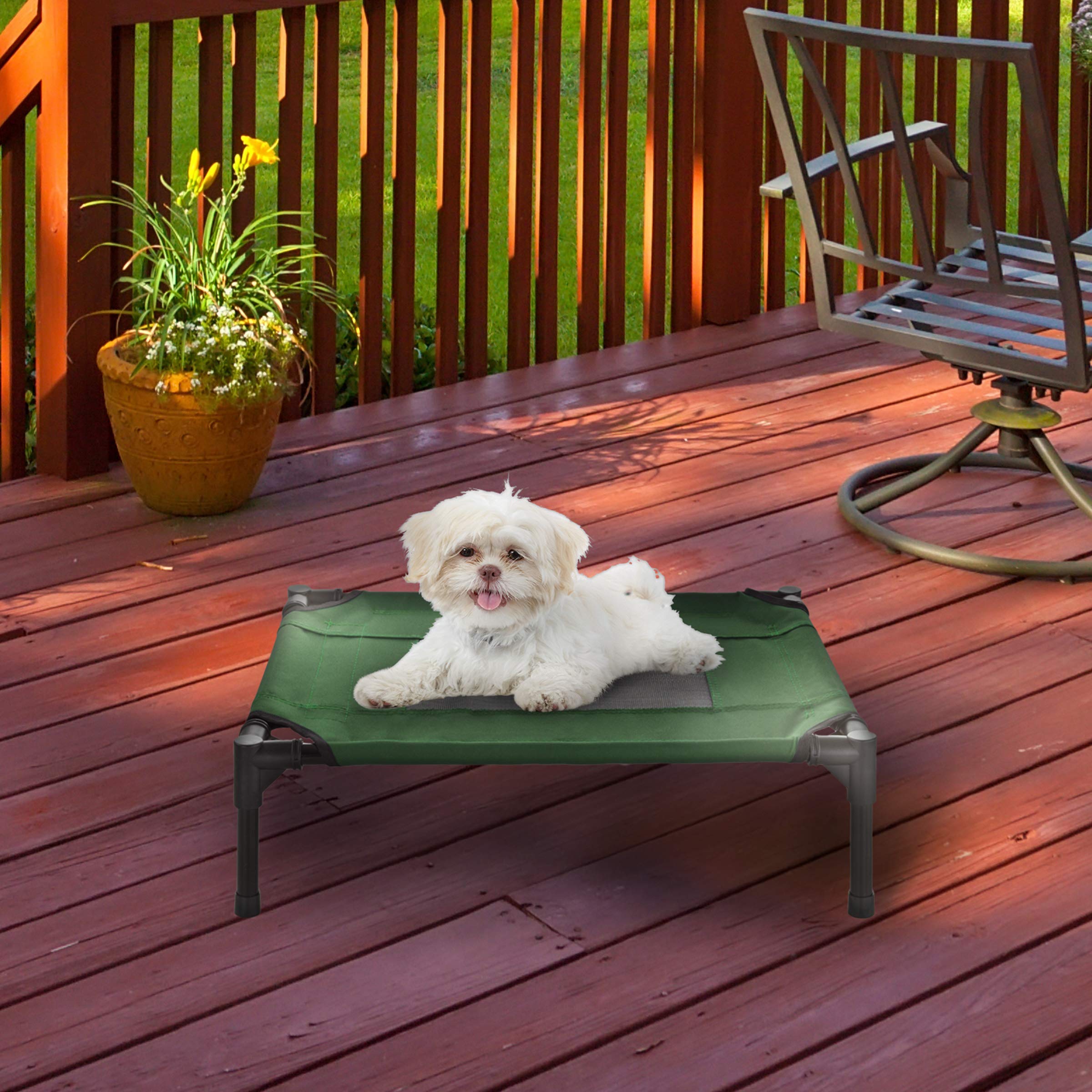 Elevated Dog Bed - 24.5X18.5 Portable Bed For Pets With Non-Slip Feet - Indoor/Outdoor Dog Cot Or Puppy Bed For Pets Up To 25Lbs By Petmaker (Green)