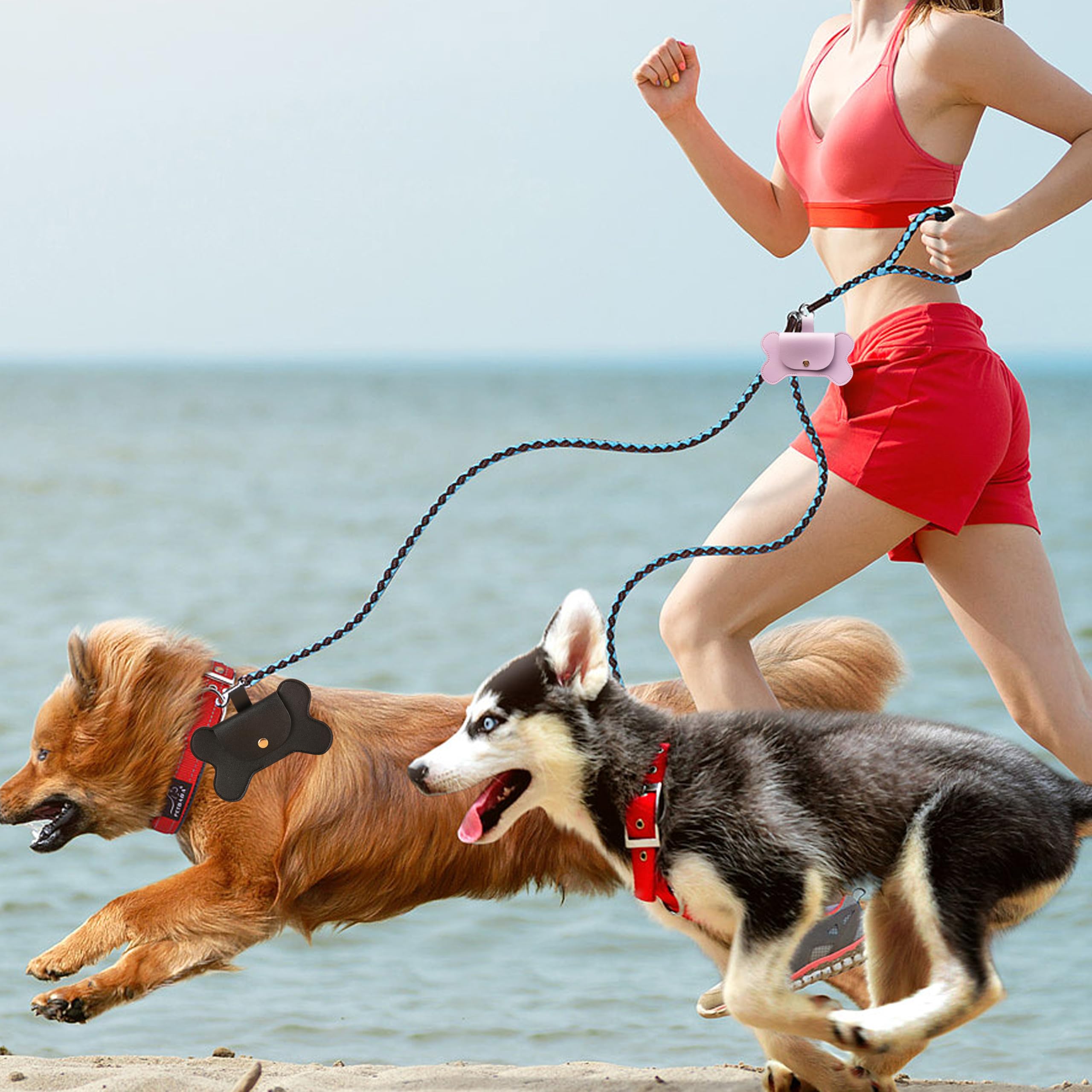 Teumessian Bone-Shaped Dog Poop Bag Holder, Poop Bag Holders For Leashes, Poop Bag Dispenser,Black