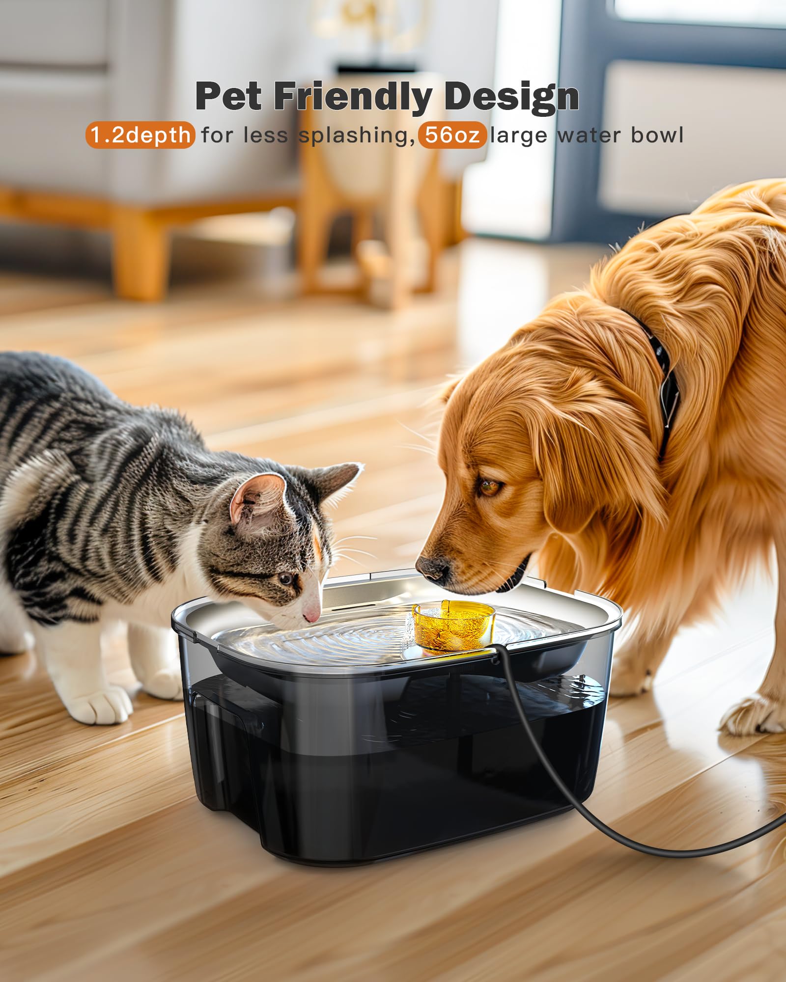 Dog Water Fountain, Dog Water Fountain for Large Dogs Stainless Steel, Large Dog Water Bowl Dispennser 2.6Gal 10L Pet Water Foun