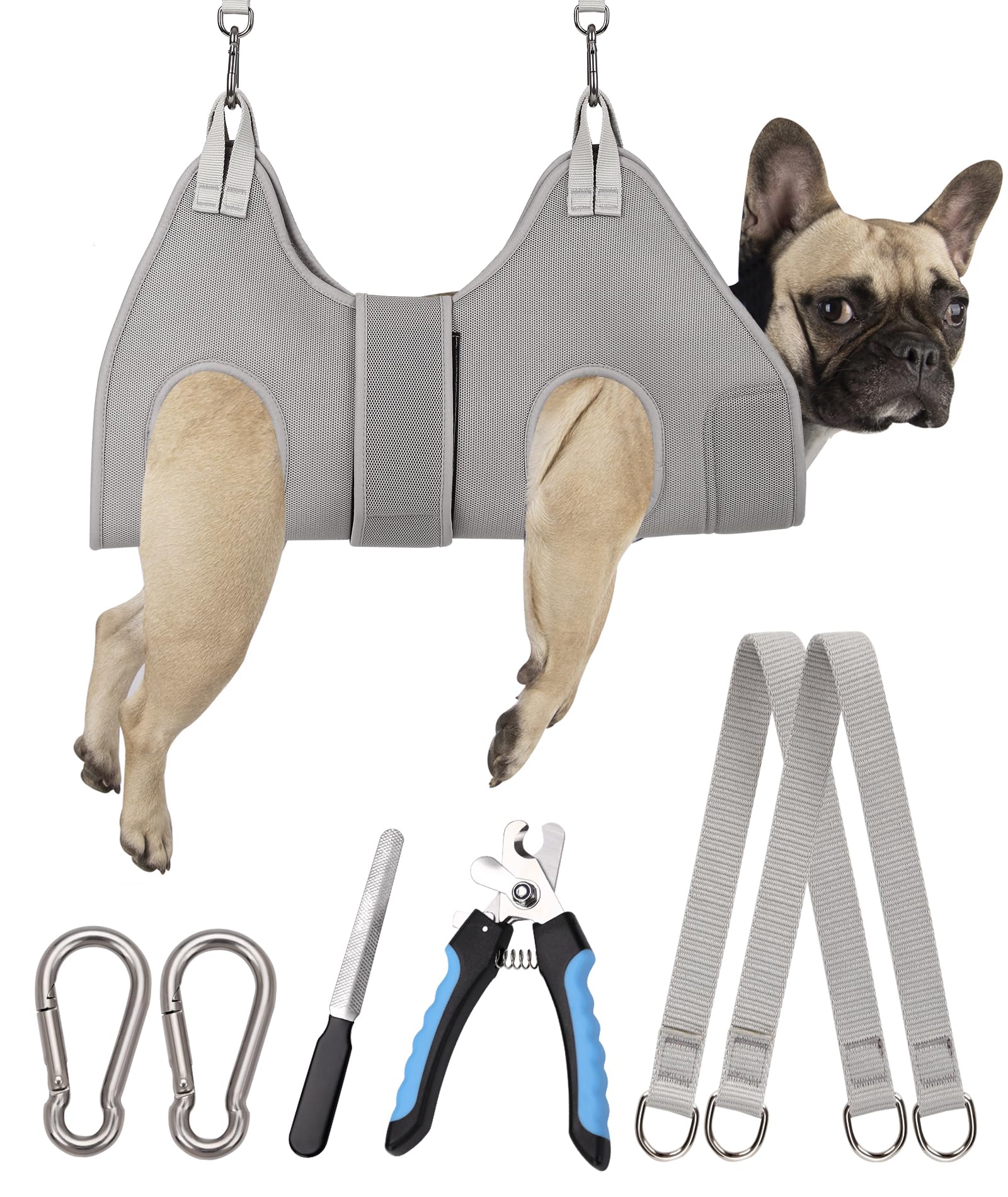 Kkiimatt Dog Grooming Hammock, M Dog Hammock For Nail Trim,Silver Gray Dog Grooming Harness Holder Dog Hanger For Nail Trimming 