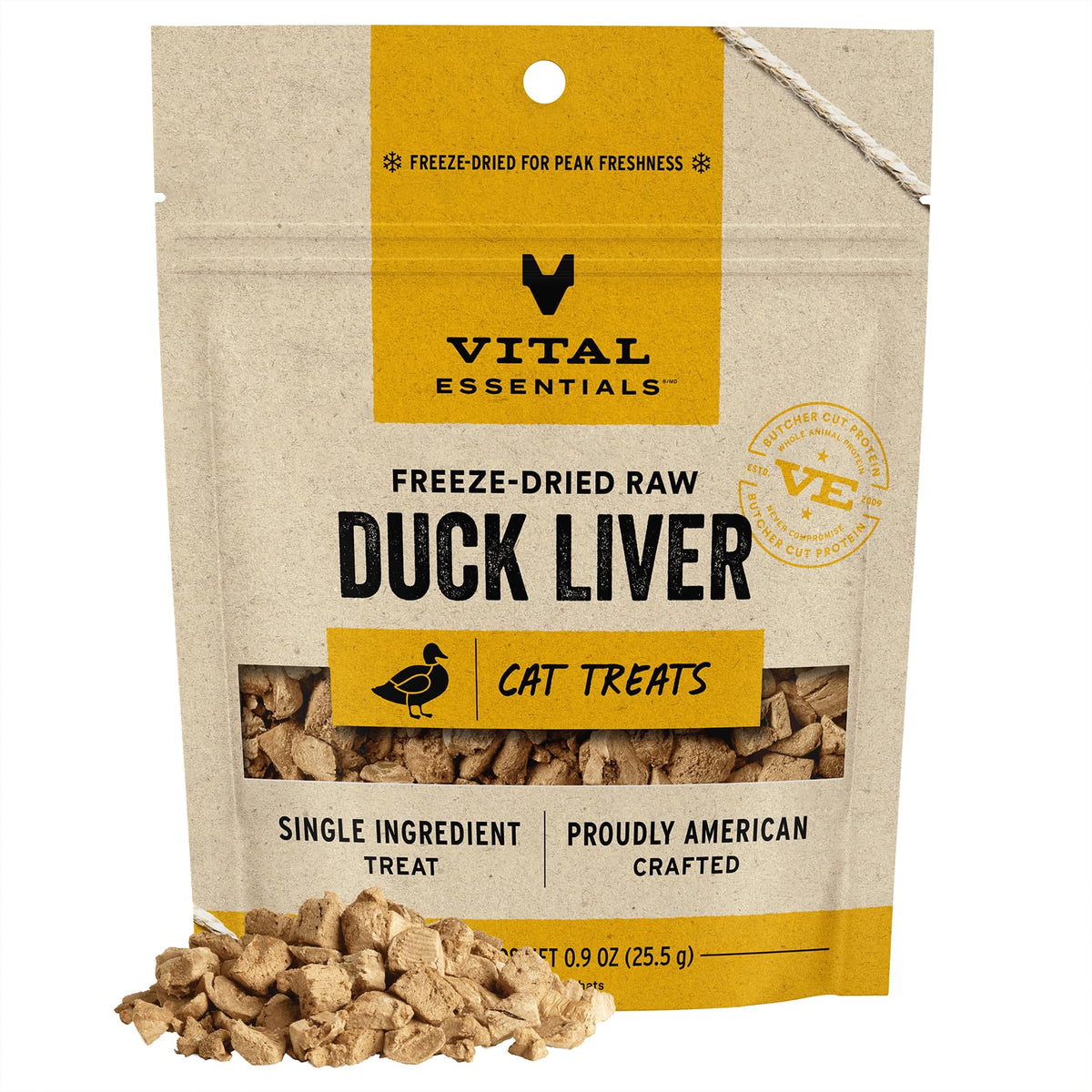 Vital Essentials Freeze Dried Raw Single Ingredient Cat Treats, Duck Liver, 0.9 Oz