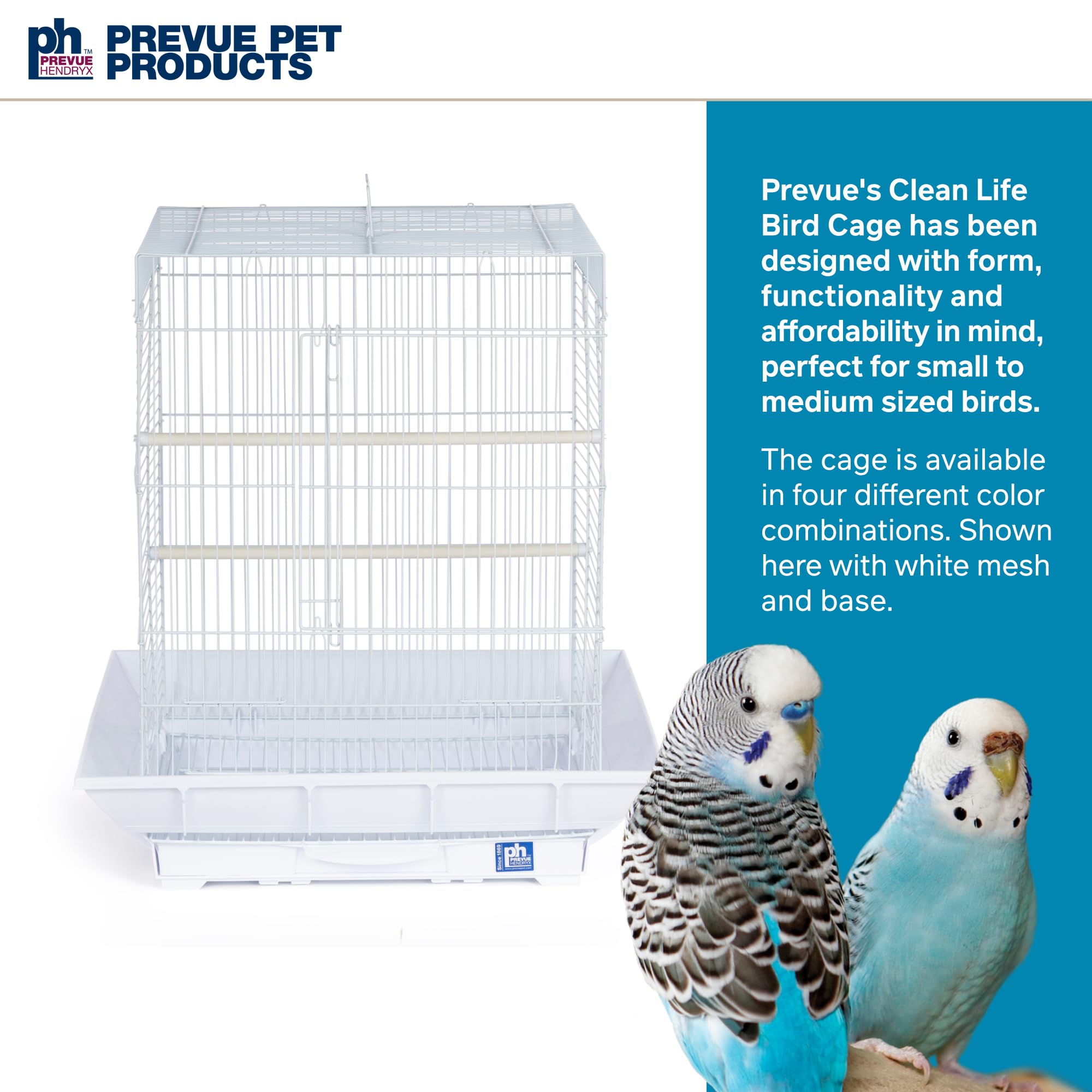 Prevue Hendryx Sp850W/W Clean Life Cockatiel Cage, White,1/2'
