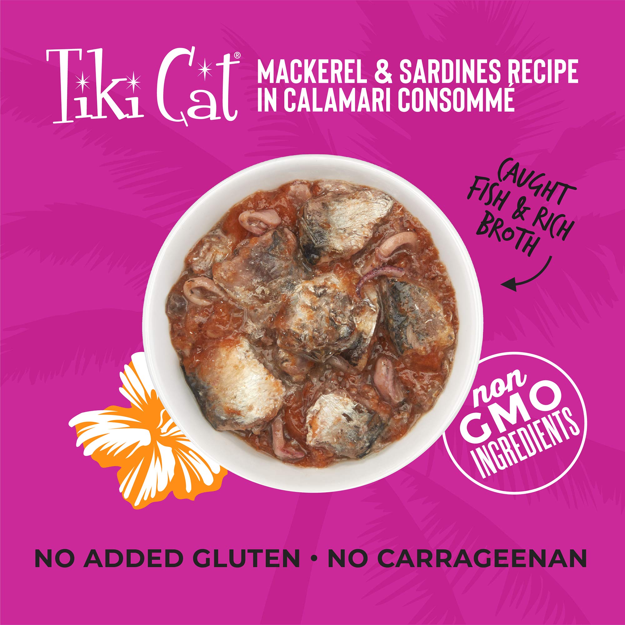 Tiki Cat Grill, Mackerel & Sardines, High-Protein and 100% Non-GMO Ingredients, Wet Whole Foods Cat Food for All Life Stages, 6