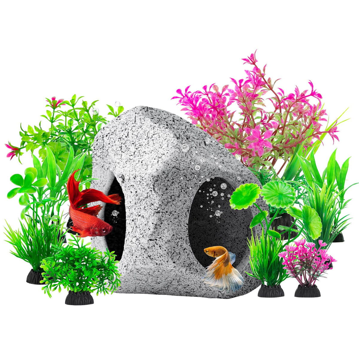 Cousduobe 10Pcs Aquarium Hideaway Rock Cave Fish Tank Decorations Quarium,Betta Toys Hideout Stones House,Safe And Non-Toxic Cer