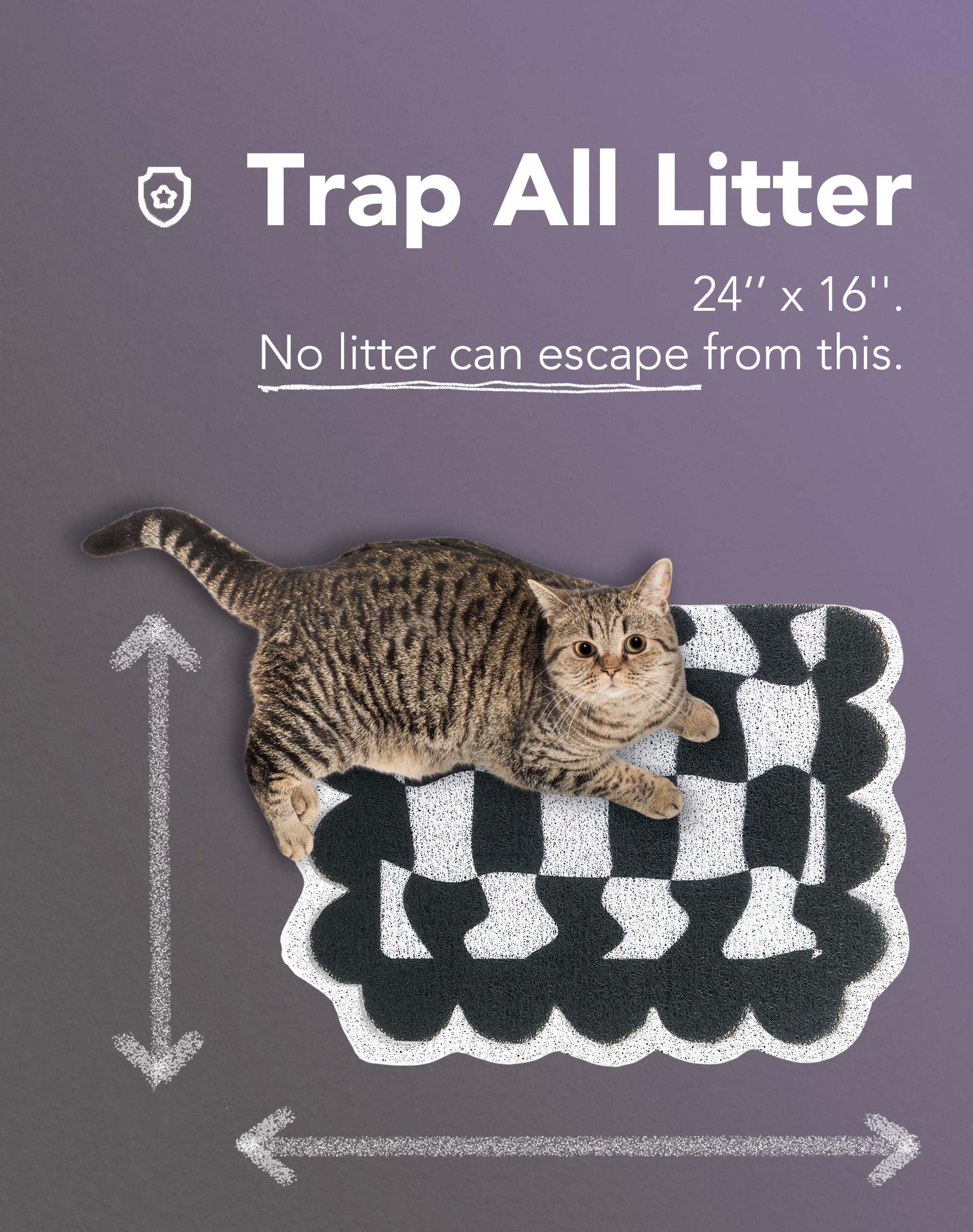 Lukamoo Cute Cat Litter Mat (24''X16''), Large, For Kitty Litter & Cute Cat Litter Box, Accessories For Indoor Cats.