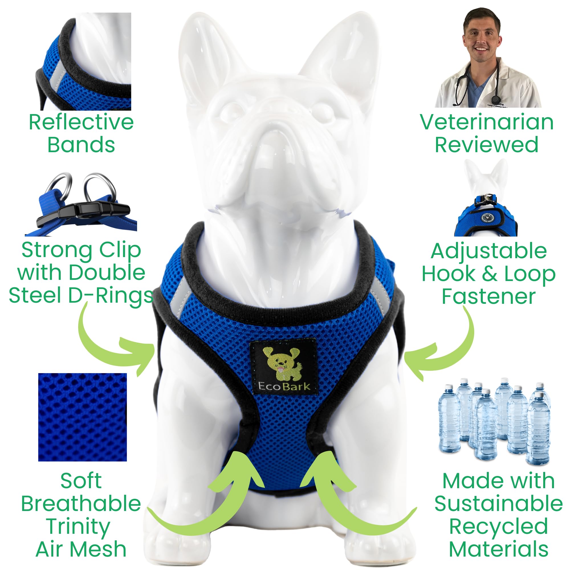Ecobark Step In Dog Harness - Reflective Teacup Breed Soft Luxurious Mesh Dog Harnesses For Xxs, Xs, & Small Breed Dogs - Eco-Fr