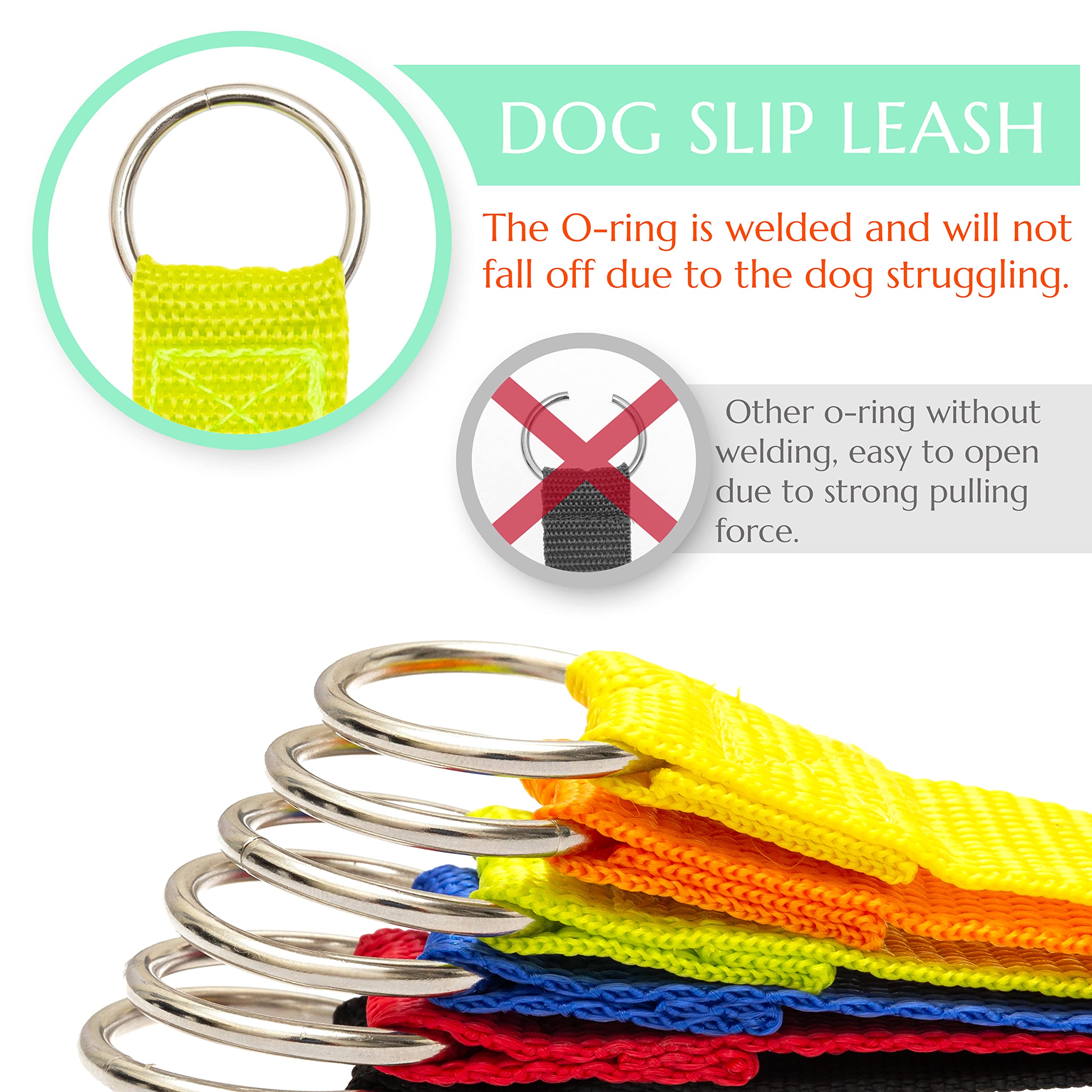 Covgopi Slip Lead Dog Leash, 6 Pcs Short Pet Leashes Slip Leads For Dogs Cats Grooming Shelter Rescues Walking Training,Etc., 6 Ft Strong Pulling Durable Dog Leash With O-Ring