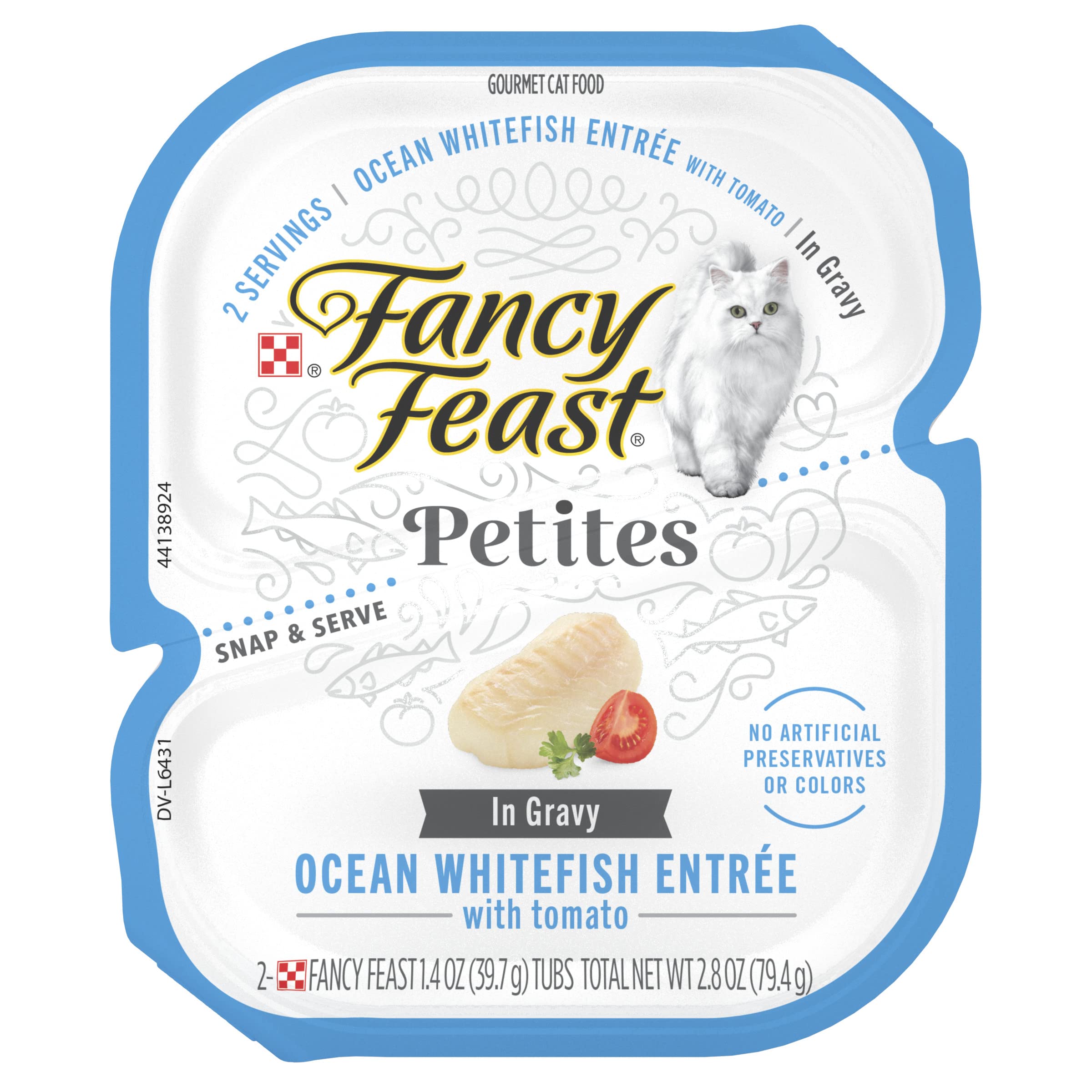 Purina Fancy Feast Gourmet Gravy Wet Cat Food, Petites Ocean Whitefish With Tomato Entree - (Pack of 12) 2.8 oz. Tubs