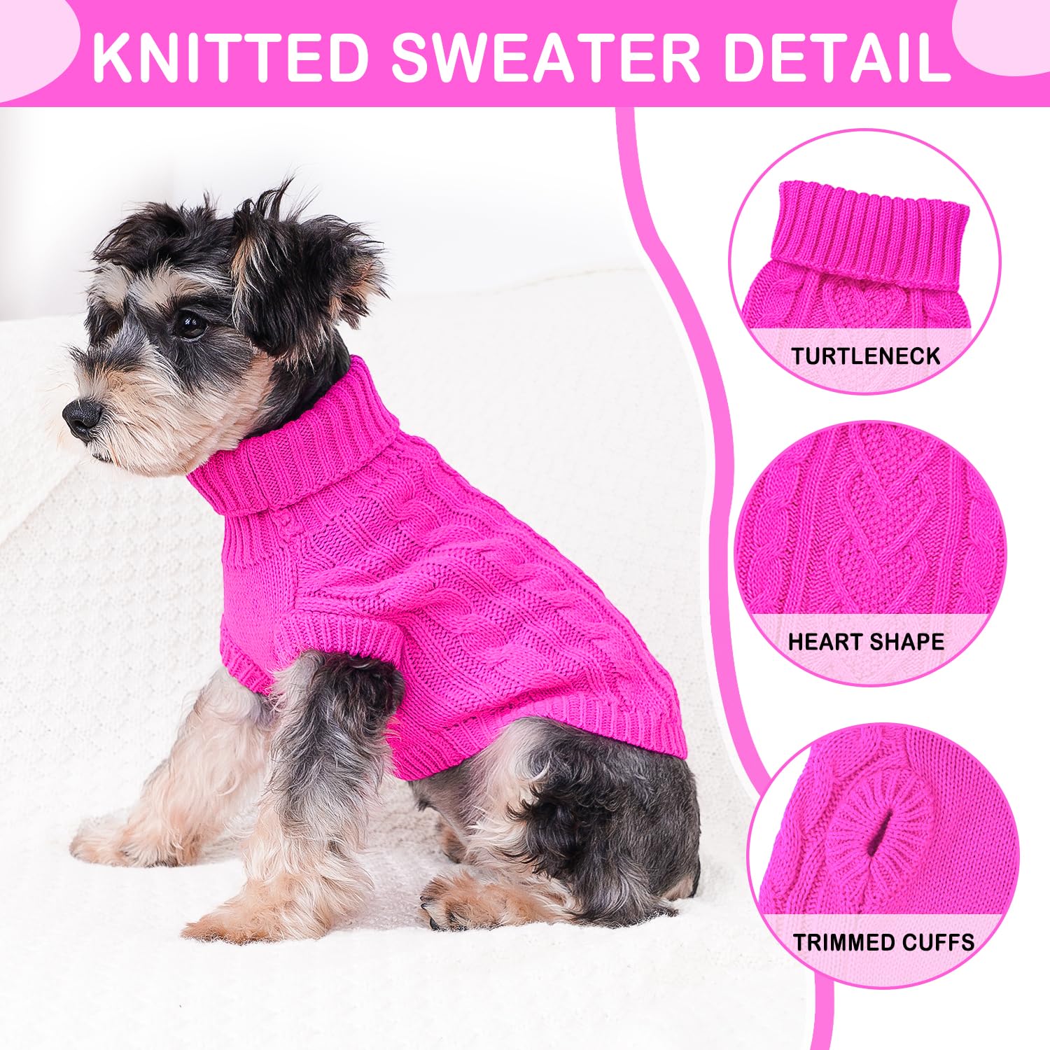 Dog Sweaters for Small Dogs Winter Dog Clothes Girl Knitted Small Dog Sweater Soft Warm Dachshund Sweater Clothes Cute Puppy Clo