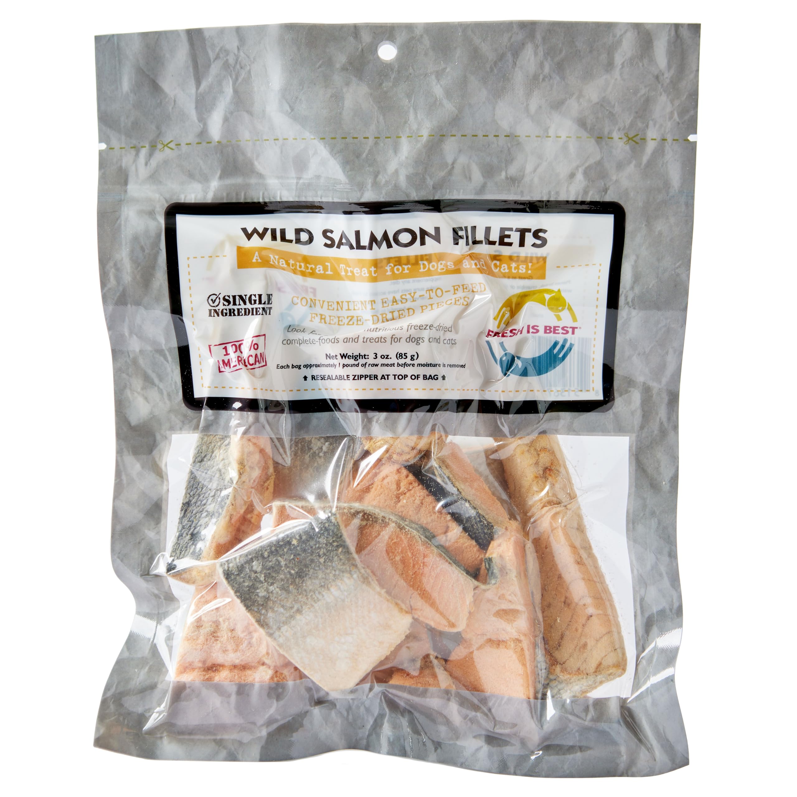 Fresh Is Best - Freeze Dried Healthy Raw Meat Treats for Dogs & Cats - Wild Salmon Fillets