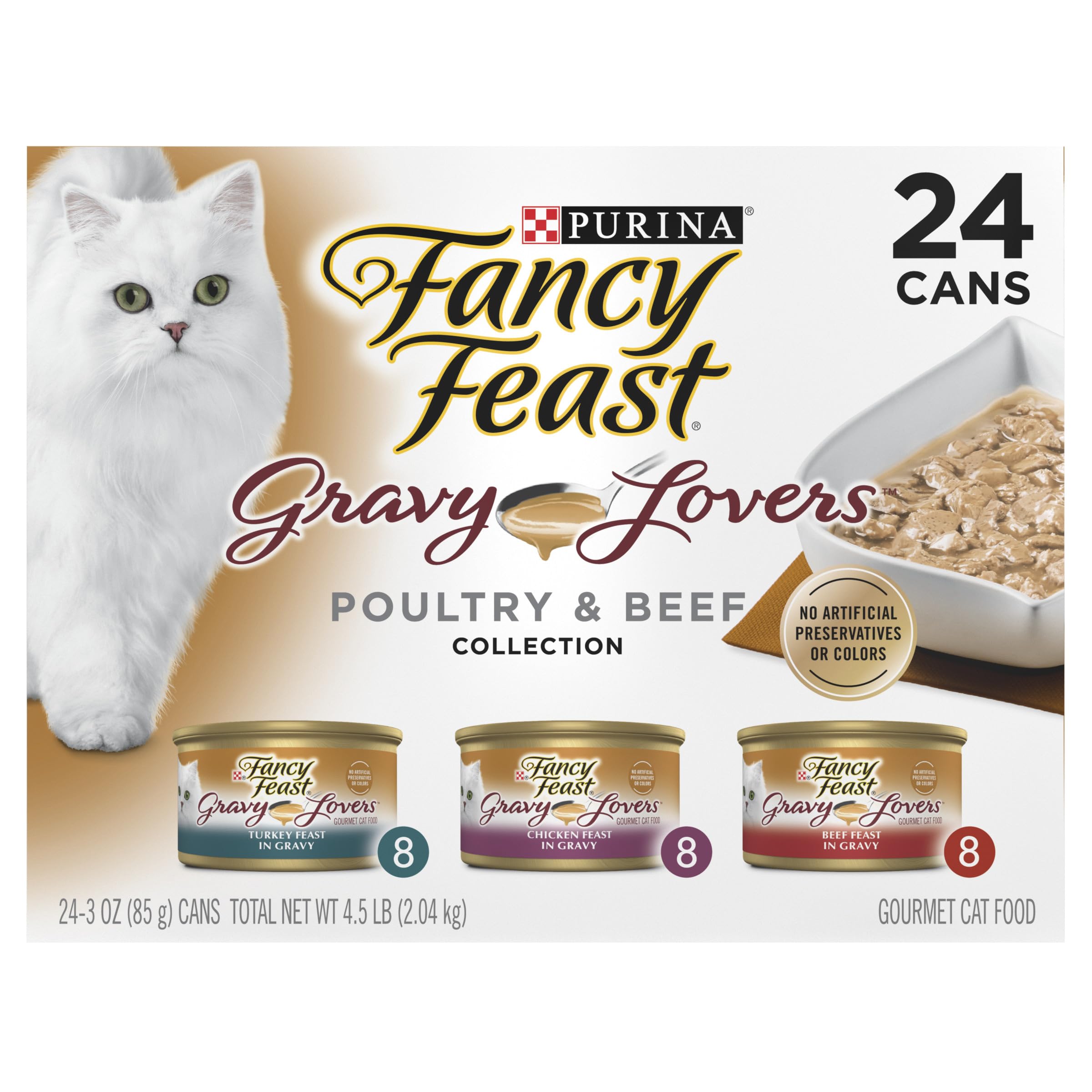 Purina Fancy Feast Gravy Lovers Poultry and Beef Gourmet Wet Cat Food Variety Pack - (Pack of 24) 3 oz. Cans