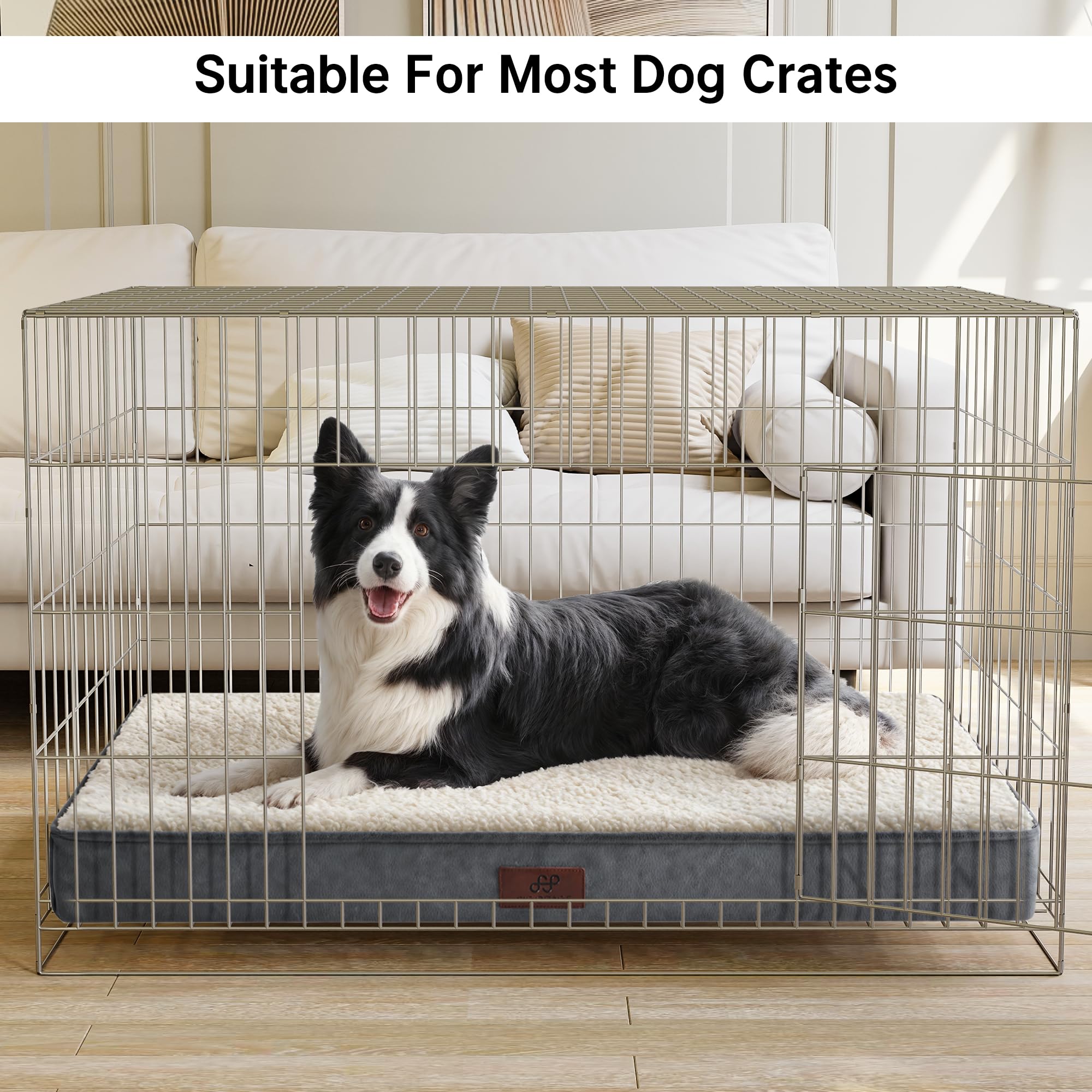 Figopage Dog Beds Large Sized Dog Bed For Crate Large Dogs Bed Washable Pet Beds Waterproof Dogs Crate Pad Mat With Removable Co