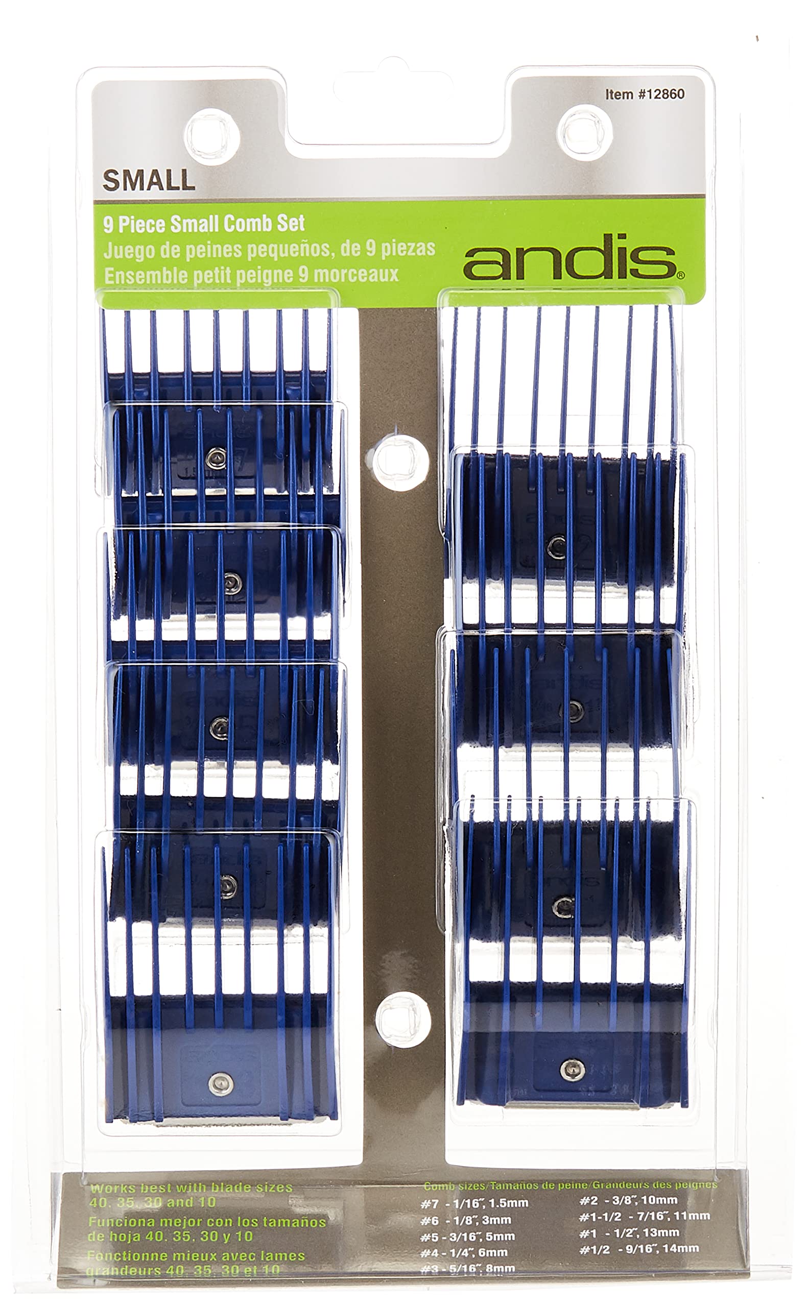 Andis Clipper Combs For Small Pets, Blue, (Pack Of 9) (12860)