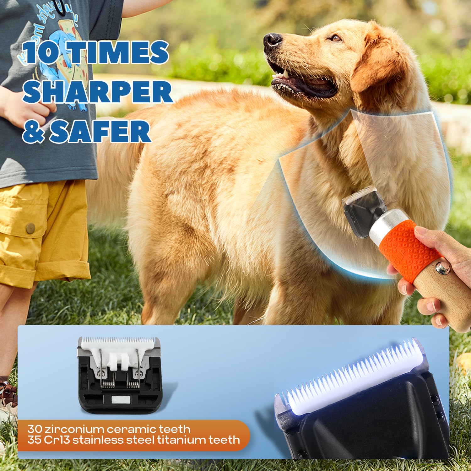 Luzrise 200W Pet Grooming Clippers For Thick Heavy Coats, 2000-6000Rpm Stepless Speed Control & 10Ft Power Cord, Low Noise< 50Db