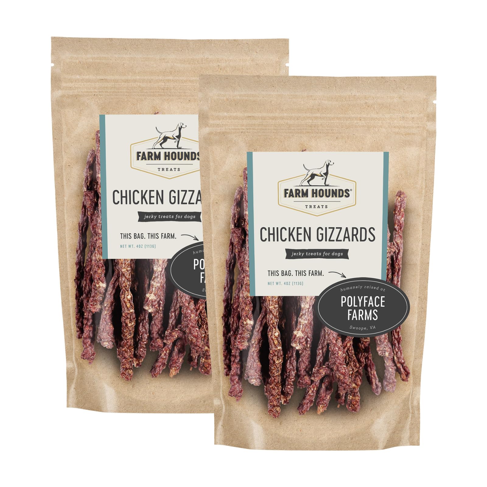 Farm Hounds - Chicken Gizzards - Premium Natural Jerky for Dogs -100% Humanely Raised Chicken - Break-to-Size - Great for Traini