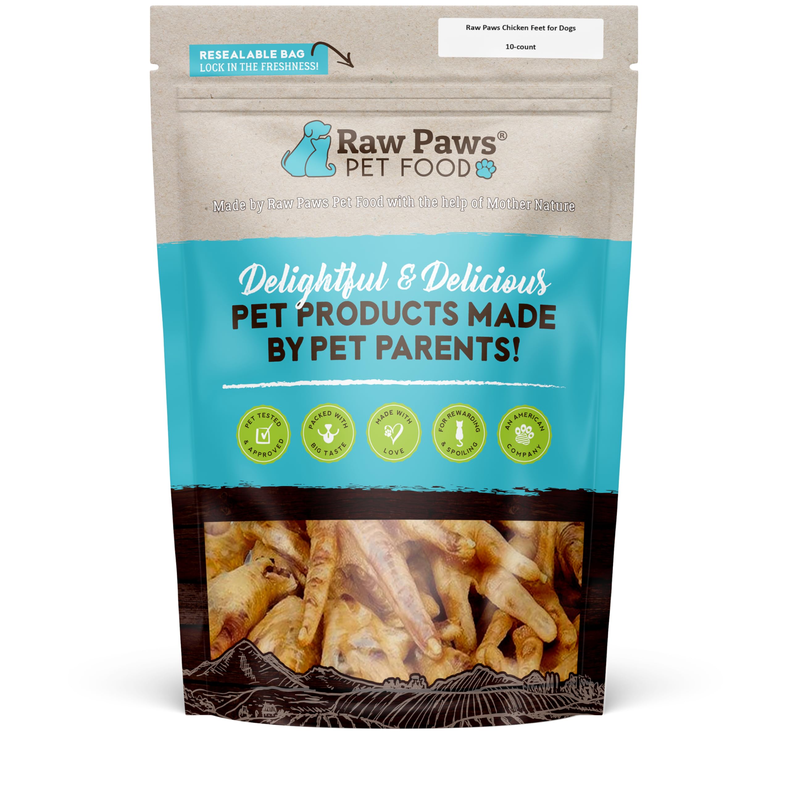 Raw Paws Dried Chicken Feet Dog Treats (10 Count) - Packed in USA - Dehydrated Chicken Feet for Dogs - Natural, Single Ingredien