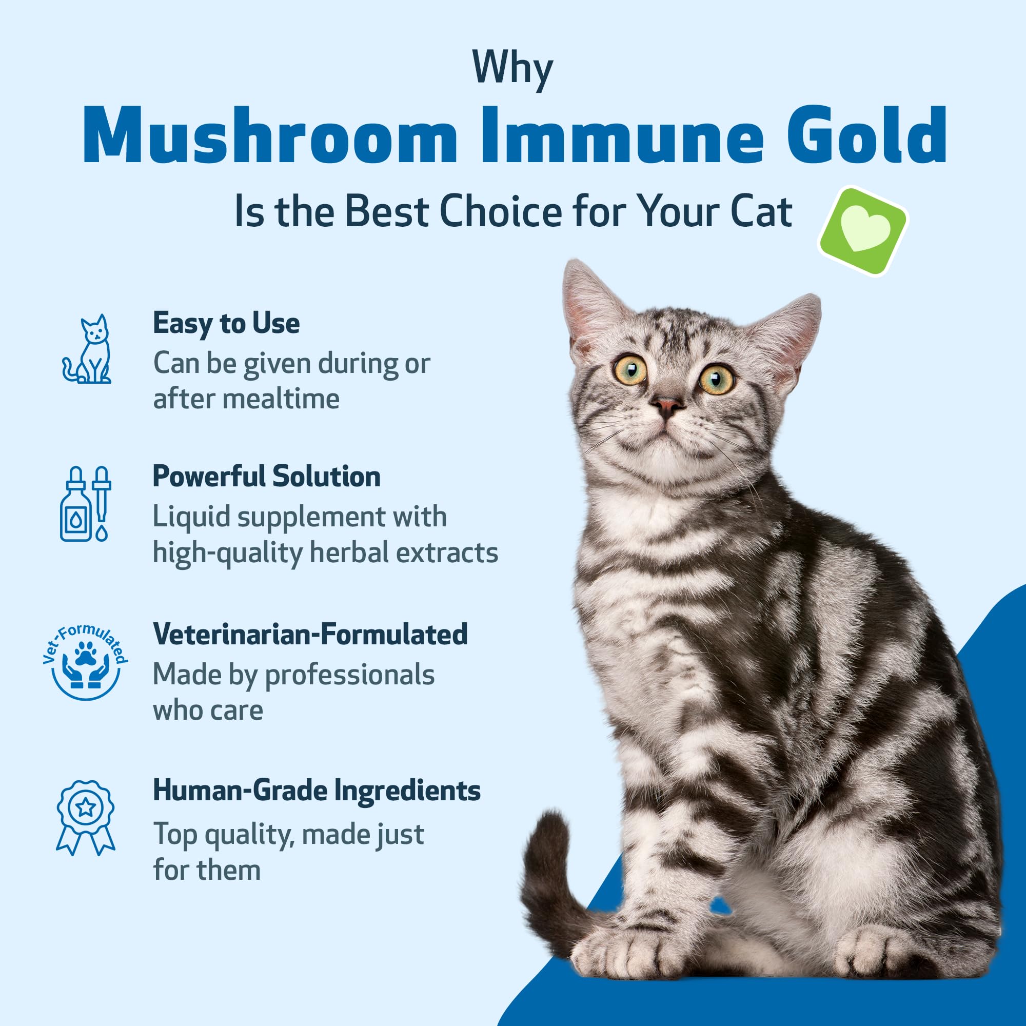 Pet Wellbeing Mushroom Immune Gold for Cats - Holistic Immune Support with Reishi, Maitake, Turkey Tail, and Milk Thistle - Vete