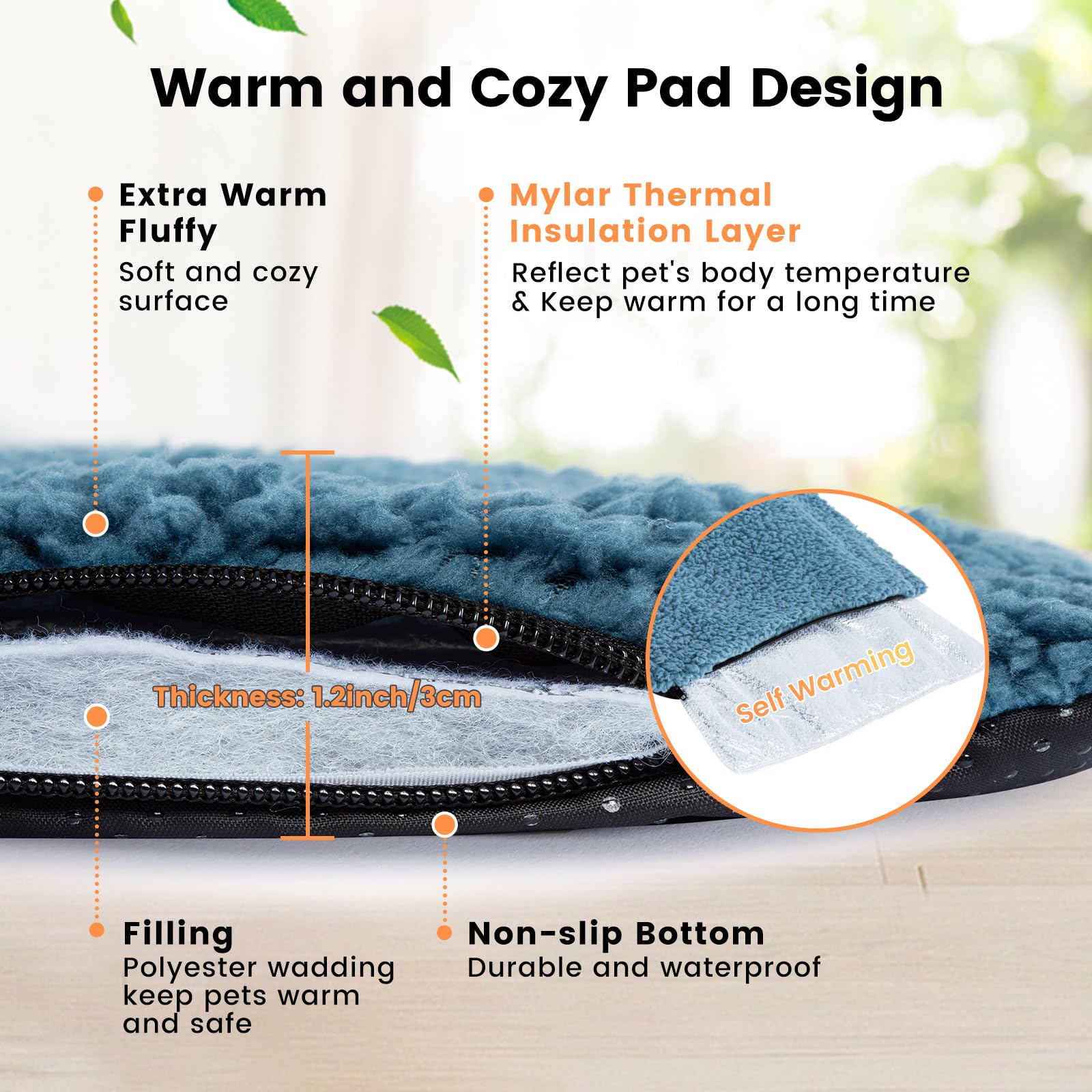 Miguel Cat Bed Self Warming Dog Bed Cat Self Heating Mat For Dog Heating Pad For Dogs House 48 X 28 Inch Thermal Dog Crate Pad,