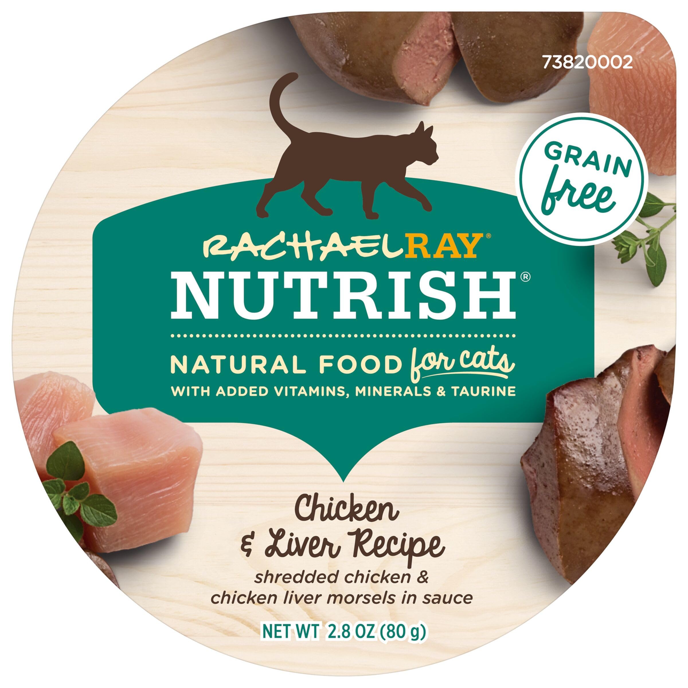 Nutrish Rachael Ray Grain Free Wet Cat Food, Chicken & Liver Recipe, 2.8 oz. Cup, 24 Count