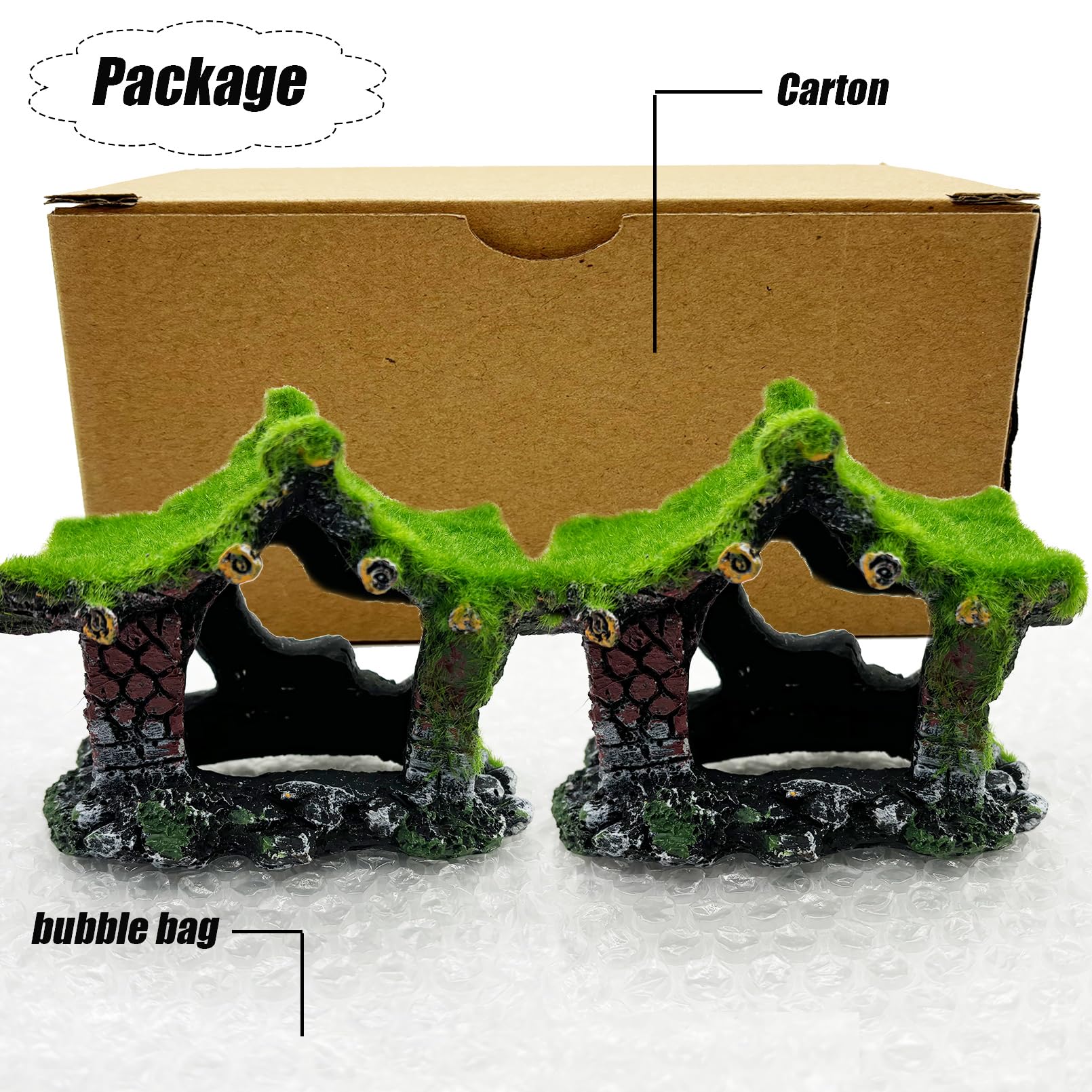 Aquarium Decoration House Resin Hollow Betta Hideout House Fish Hide Tank Terrarium Accessories Cave Ornament For Small Shrimp H