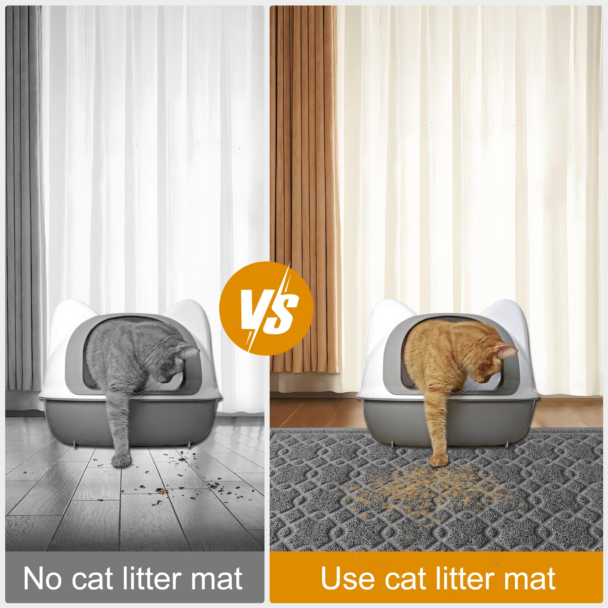 Motsamla Cat Litter Box Mat, 35  x 24  Large Kitty Litter Trapping Mat Keep Floor Clean, Litter Box Mat Scatter Control, Waterpr