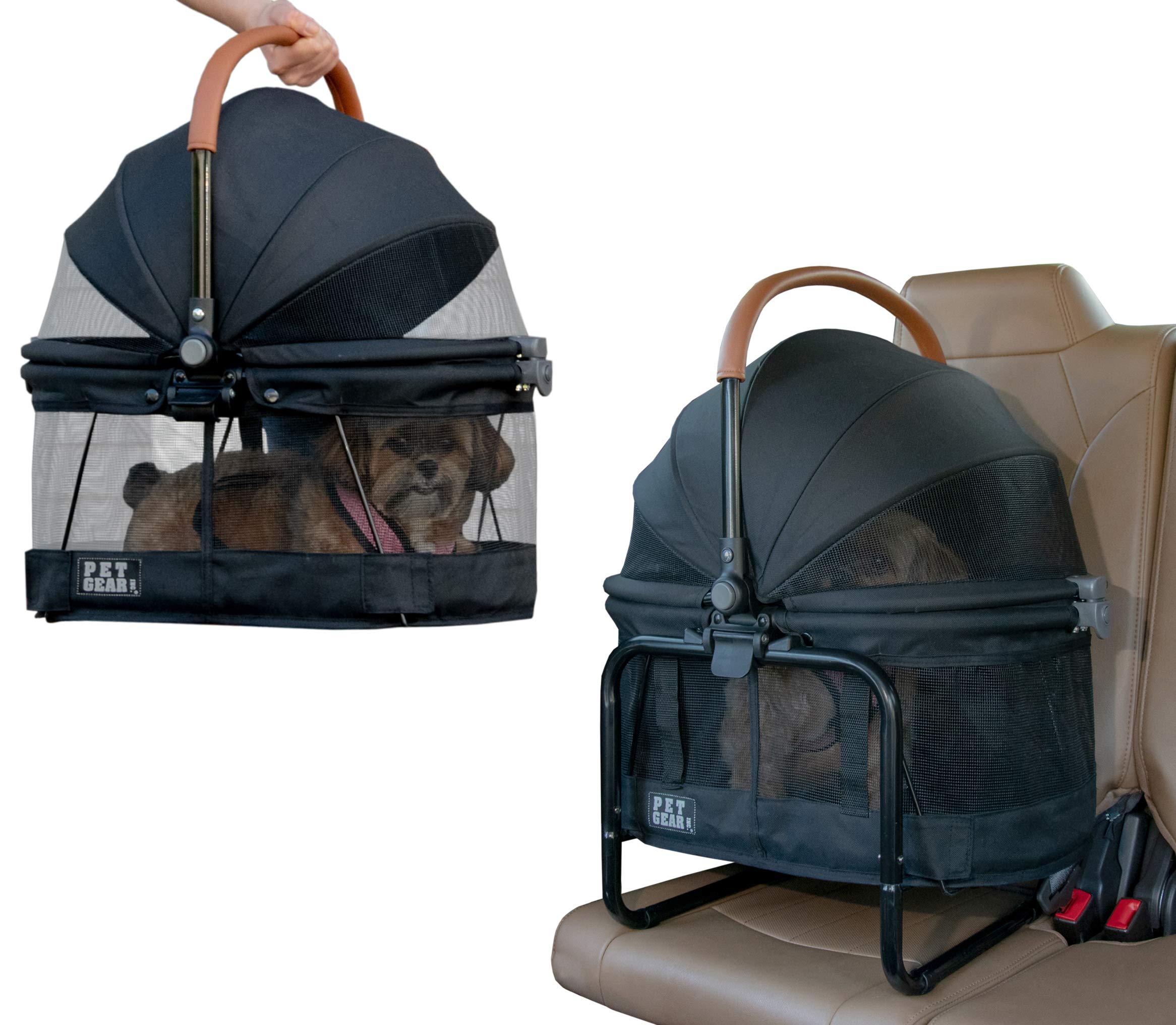 Pet Gear No-Zip View 360 Pet Carrier & Car Seat with Booster Seat Frame for Small Dogs & Cats, Mesh Ventilation, Push Button Ent