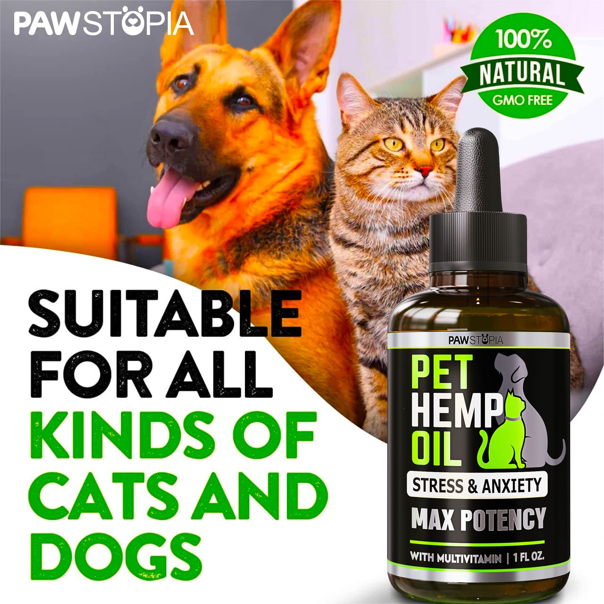 (2 Pack) Hemp Oil for Dogs and Cats - Helps Pets with Anxiety, Pain, Stress, Sleep, Arthritis, Seizures Relief - Cat Anxiety Rel