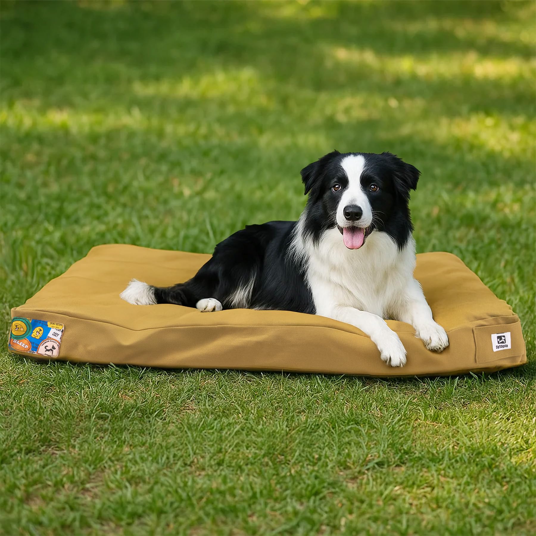Sytopia 36-Inch Canvas Outdoor Dog Bed - Chew-Proof, Waterproof & Washable With Removable Cover, Ideal For Medium & Large Dogs -