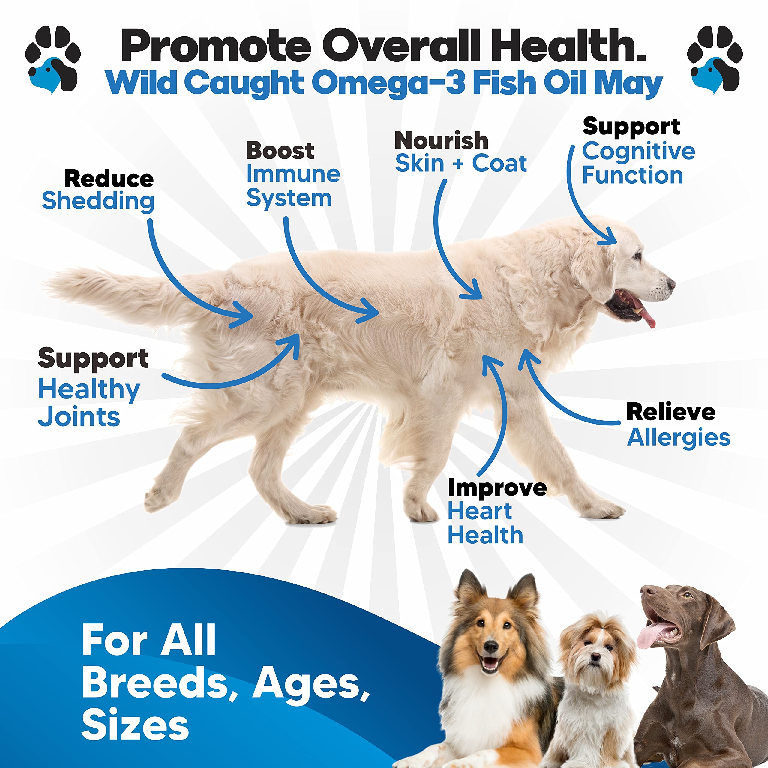 Omega 3 Fish Oil for Dogs - Better Than Salmon Oil - Dog Fish Oil Supplement to Reduce Shedding & Itching - Supports Joints, Bra
